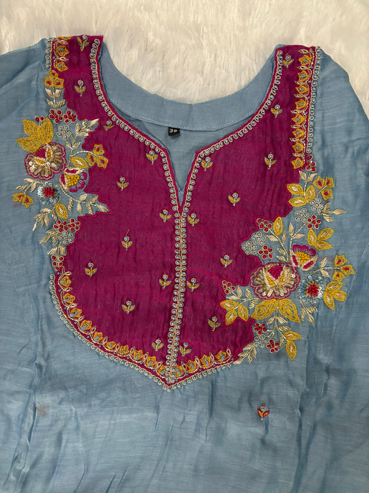 Latest Hand Work Premium Mulchanderi Anarkali Party Wear Suit.