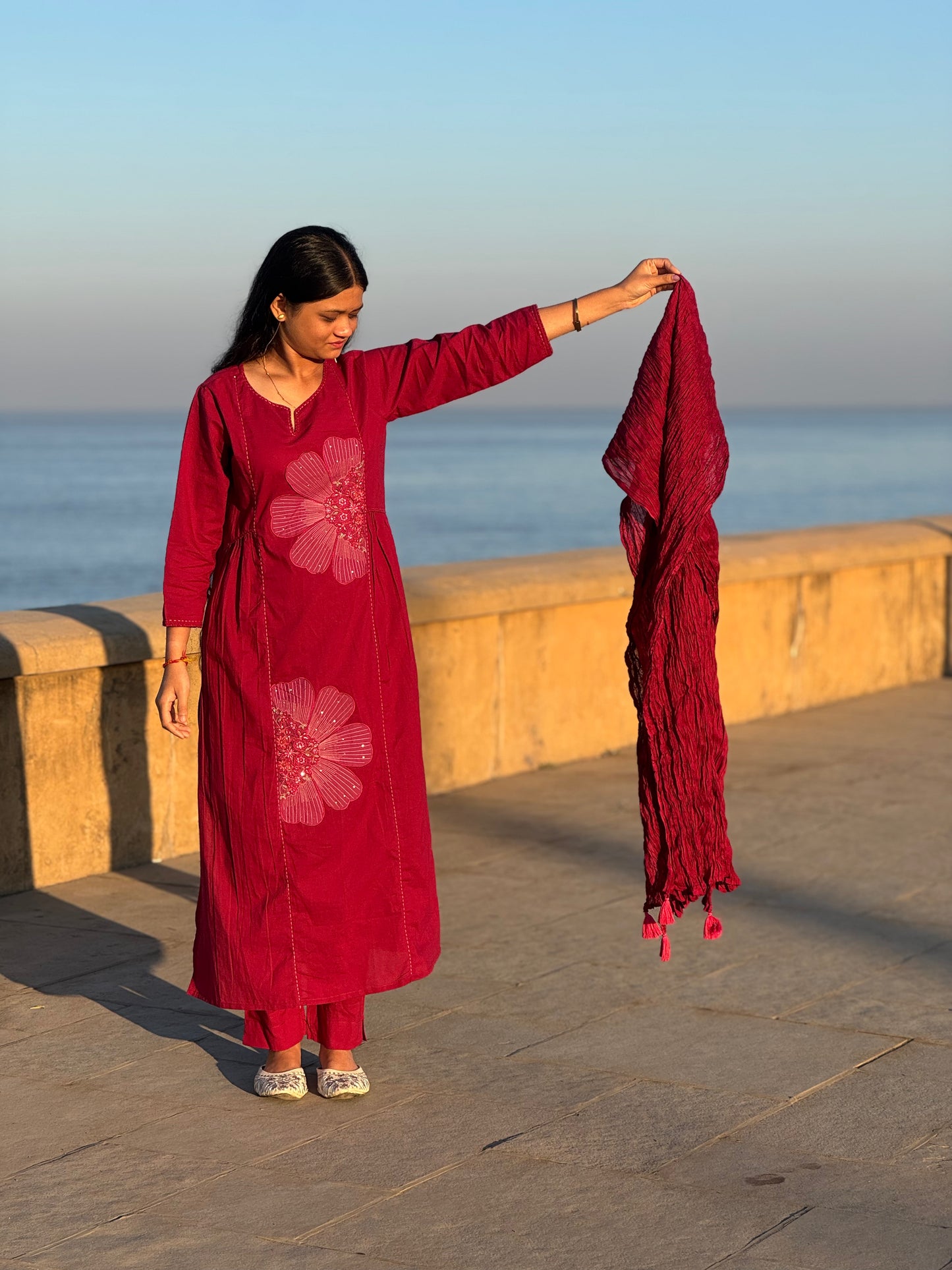 Cotton Applique Work Semi Party Wear Suit