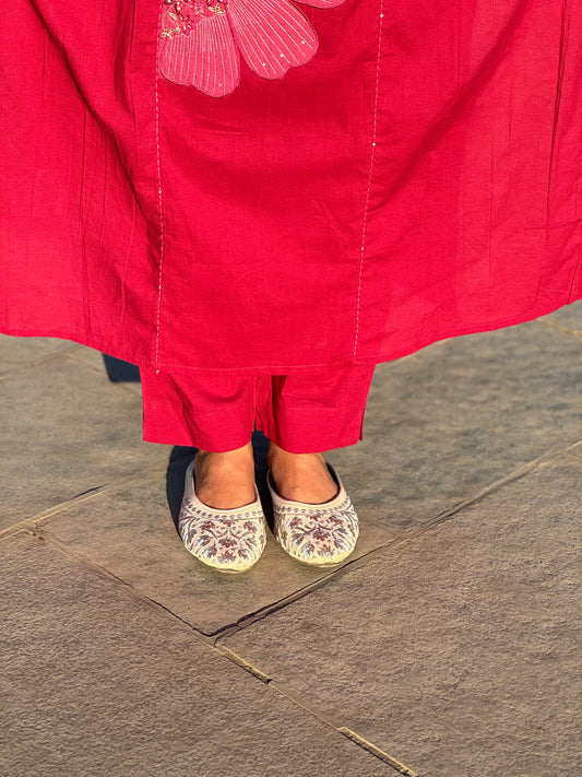 Cotton Applique Work Semi Party Wear Suit