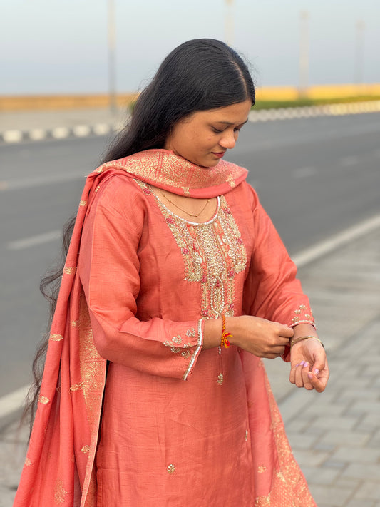 Beautiful Jari & Katdana Work With Premium Wedding Wear Suit.