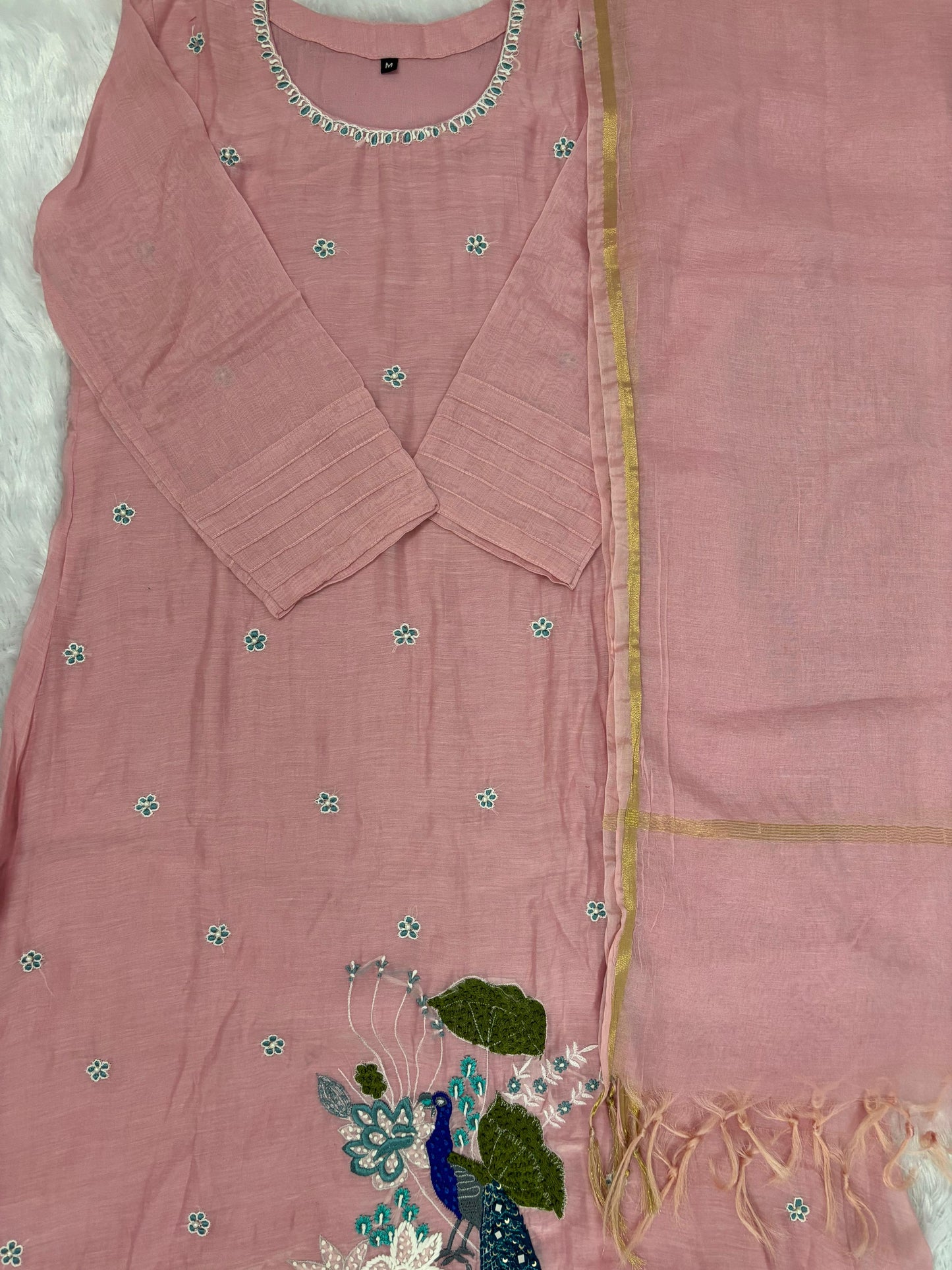 Latest Peacock  Work Premium Mulchanderi Anarkali Party Wear Suit.