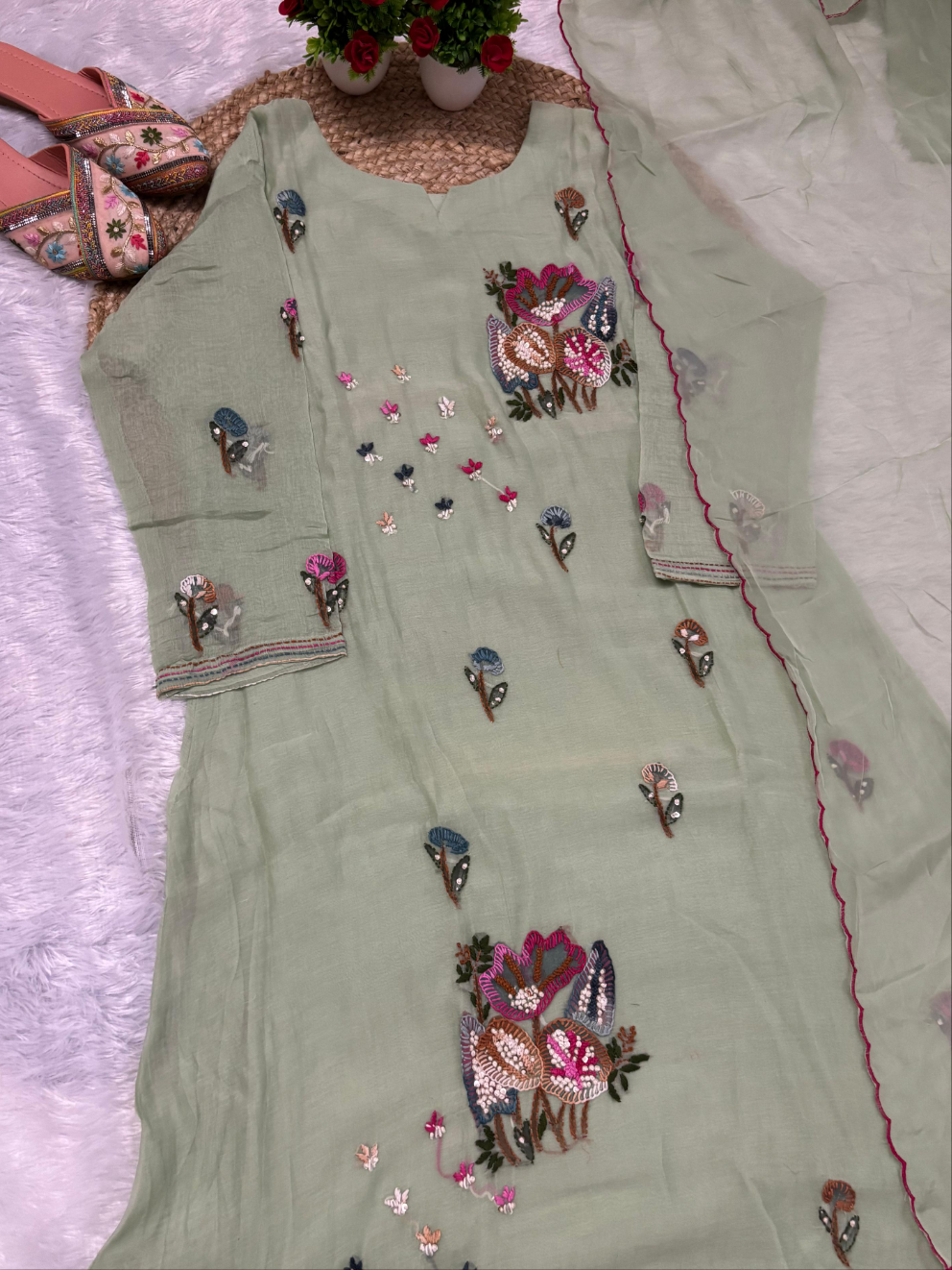 Latest Hand Work Premium Mulchanderi  Unique Designer Anarkali Party Wear Suit.