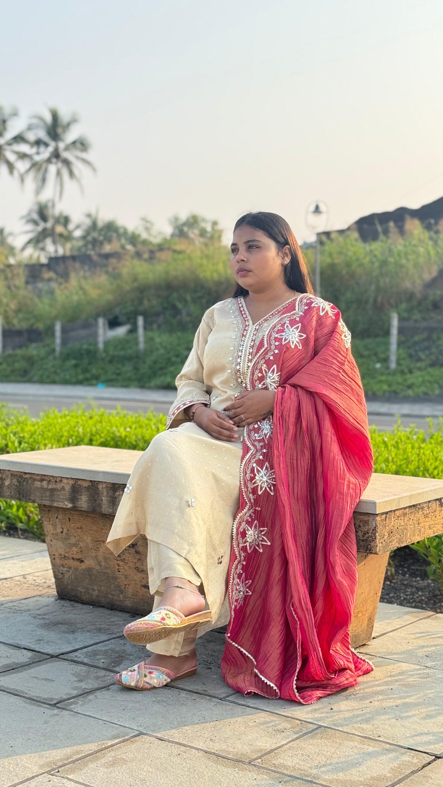 Heavy Lotus Work  Party And Wedding Wear Premium Tissue Silk Suit .