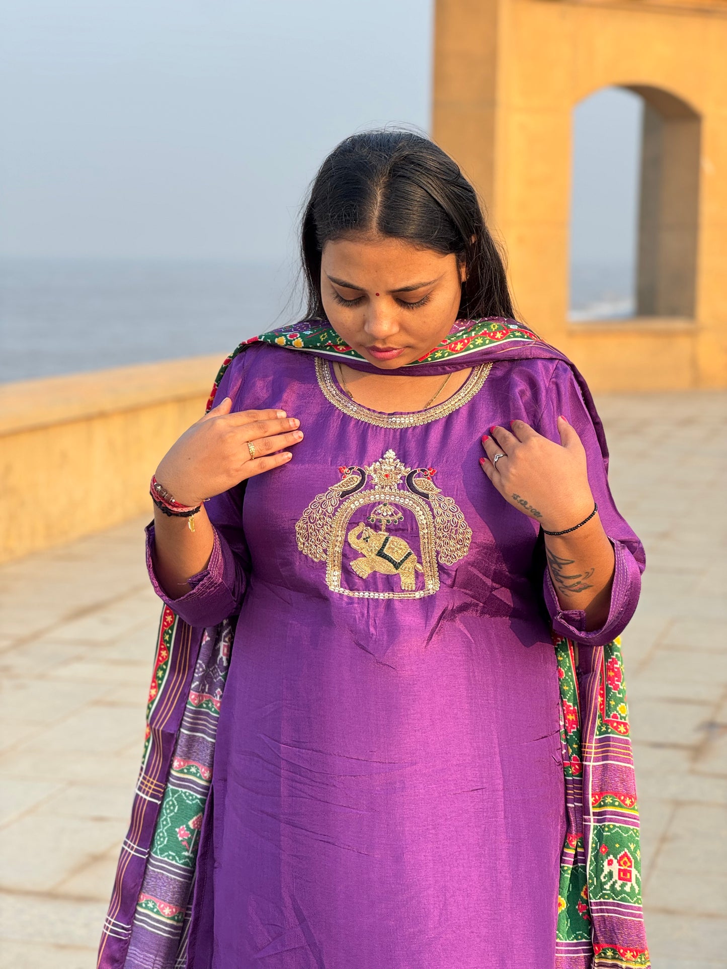 Premium Hand Work with Pure Gajji Dupatta.