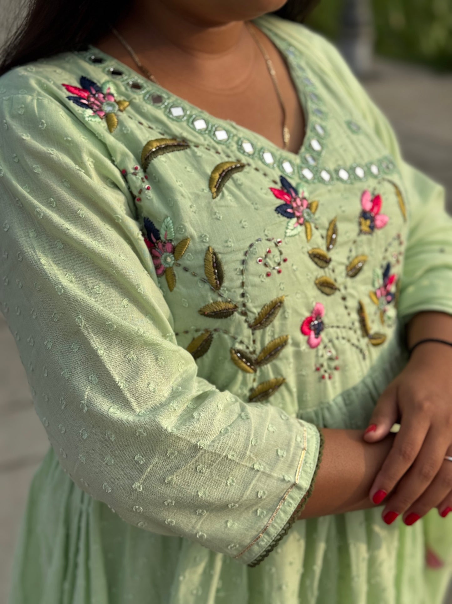Pure Handwork Mul Cotton Designer Anarkali Suit