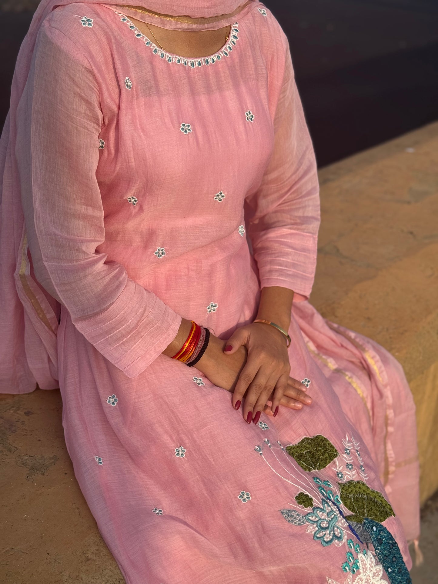 Latest Peacock  Work Premium Mulchanderi Anarkali Party Wear Suit.