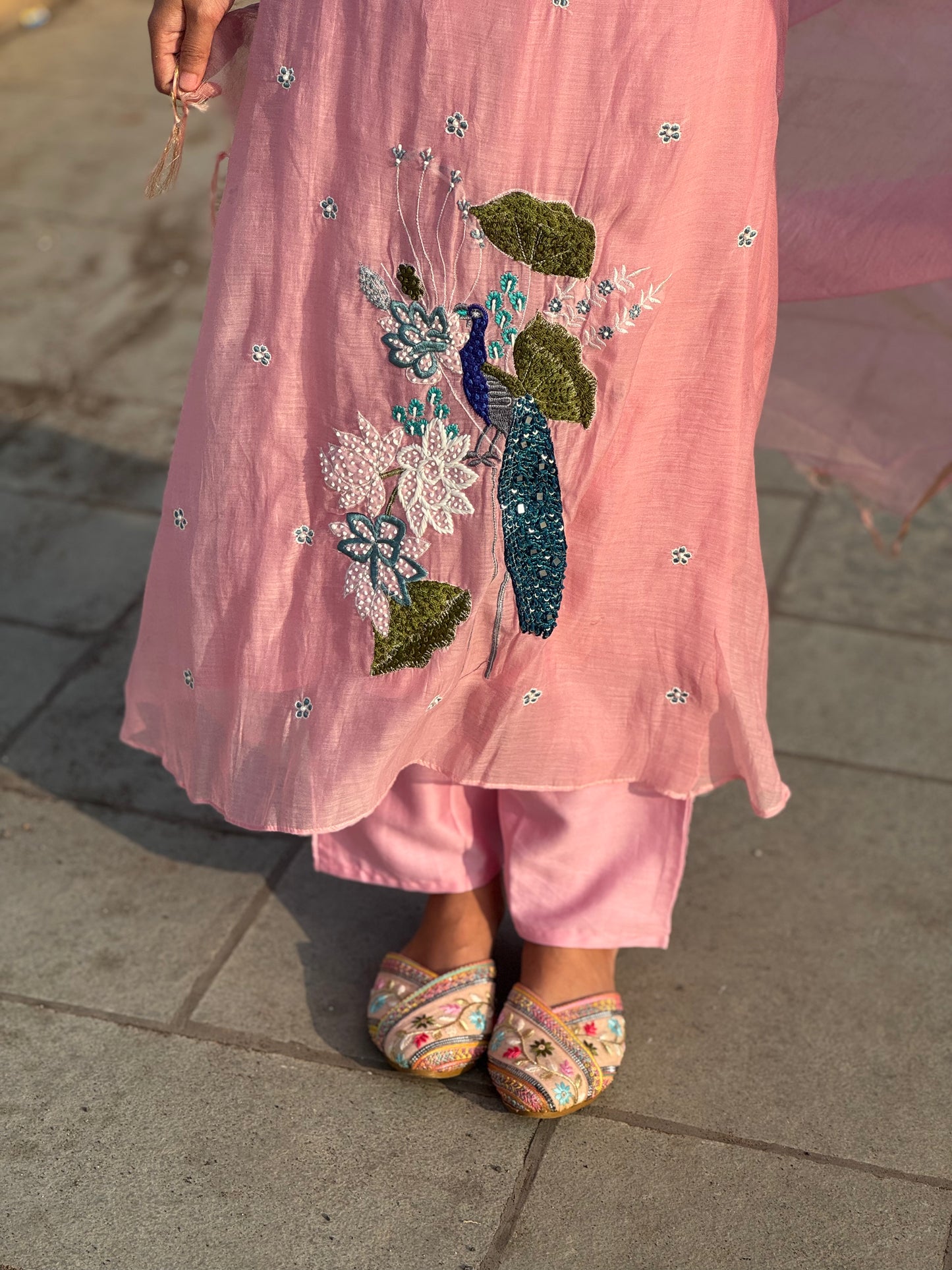 Latest Peacock  Work Premium Mulchanderi Anarkali Party Wear Suit.