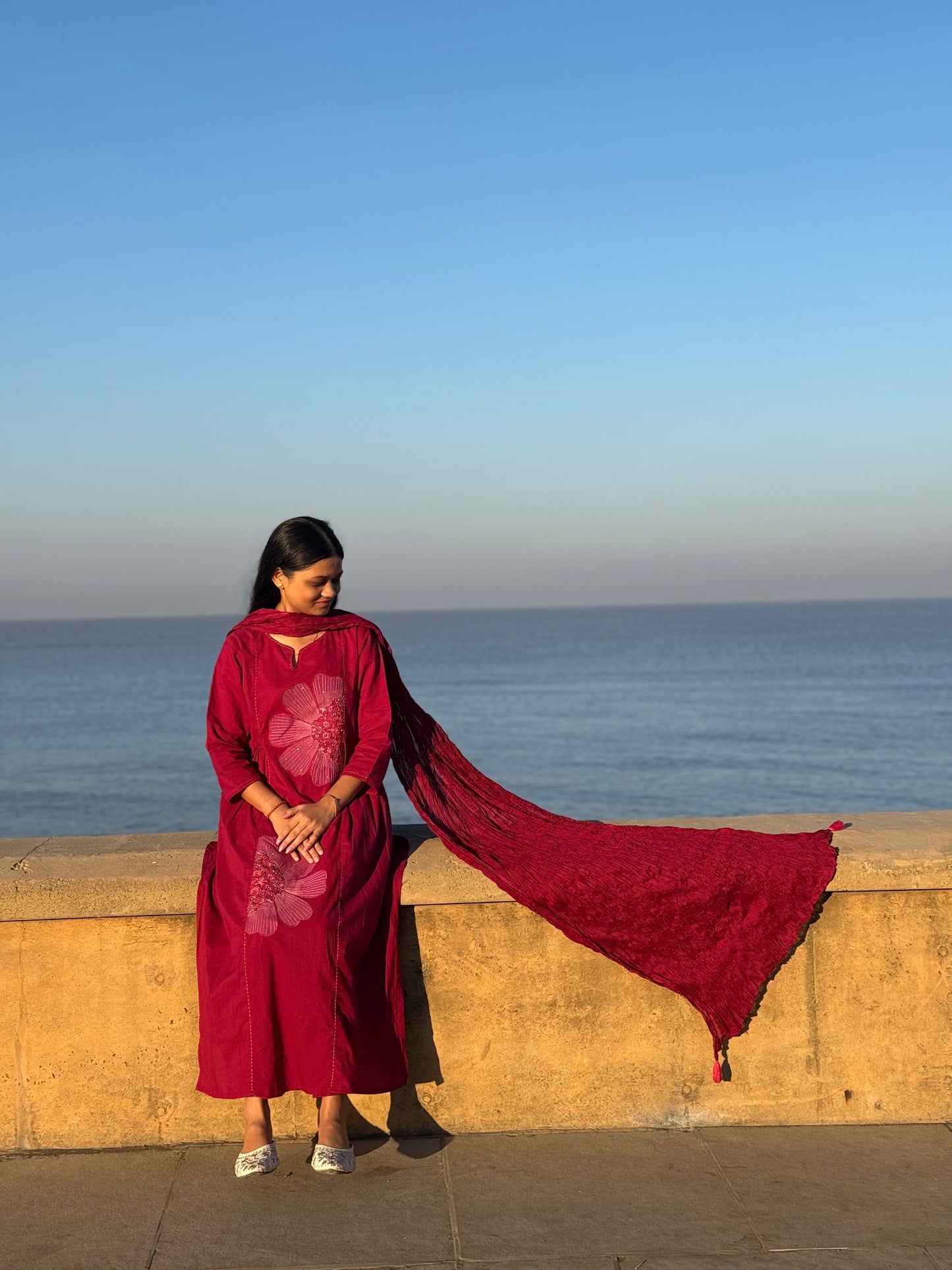 Cotton Applique Work Semi Party Wear Suit