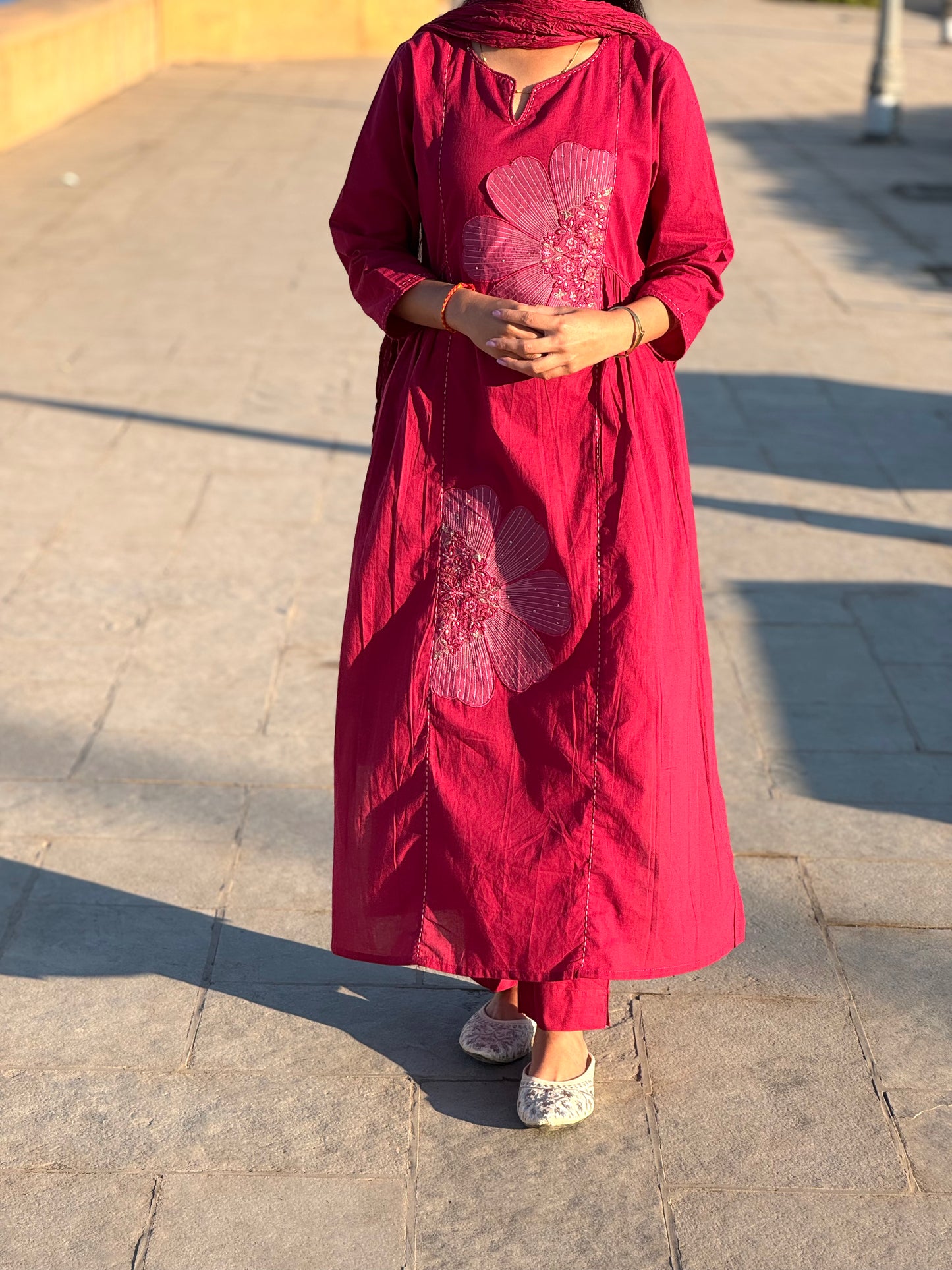 Cotton Applique Work Semi Party Wear Suit