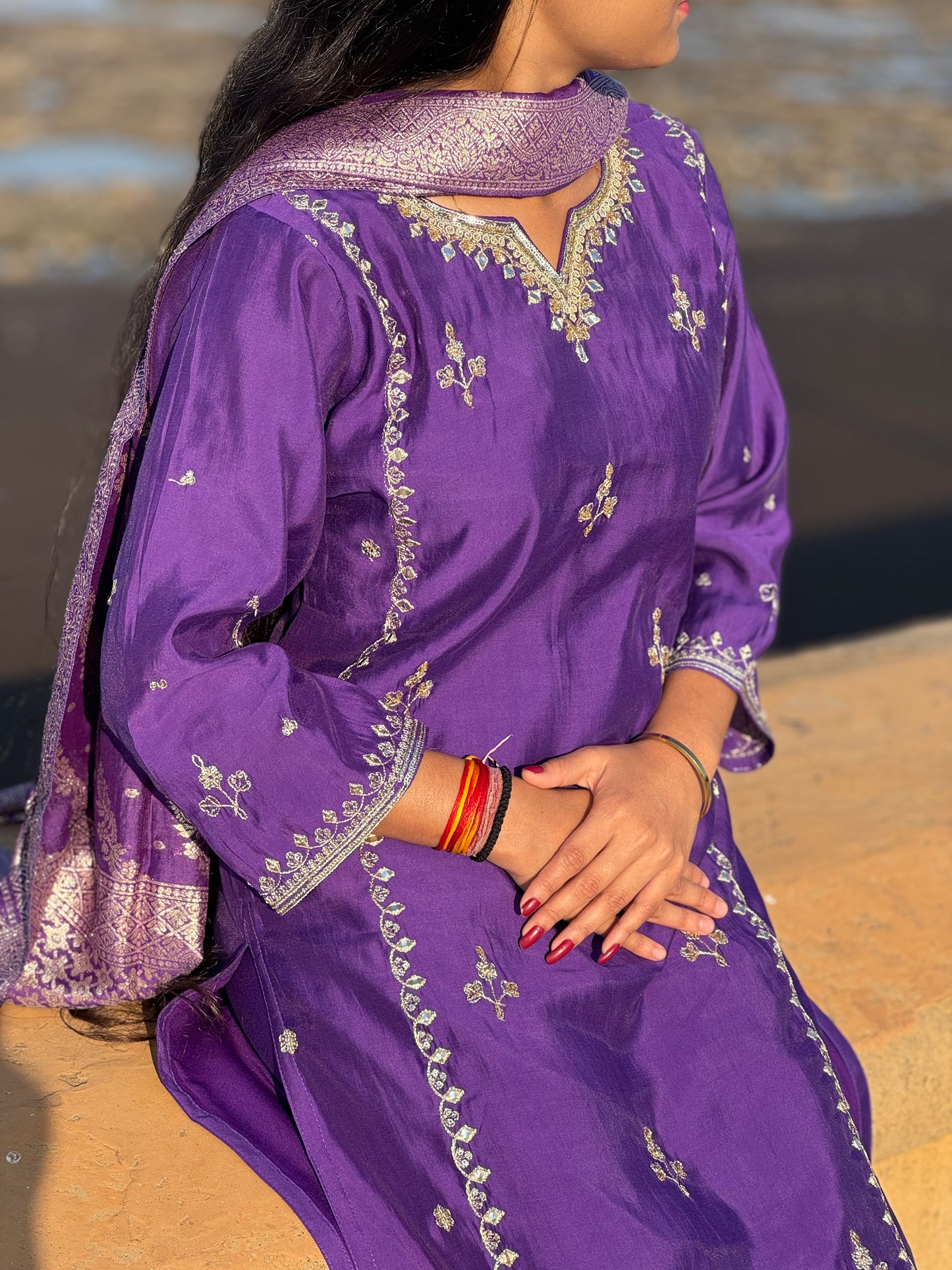 Latest Party Wear Jari Work Suit With Pure Banarasi Duptta.
