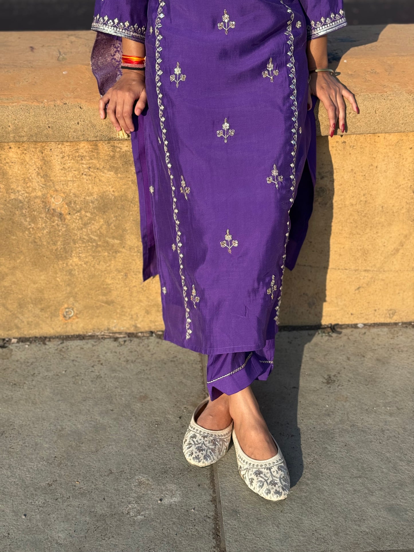 Latest Party Wear Jari Work Suit With Pure Banarasi Duptta.