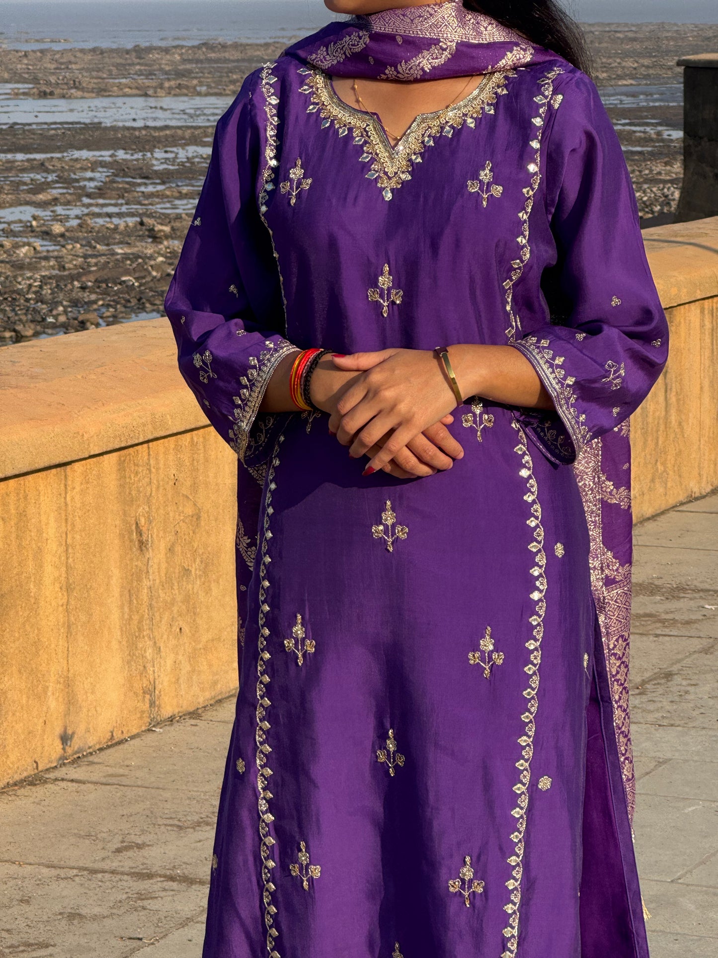 Latest Party Wear Jari Work Suit With Pure Banarasi Duptta.