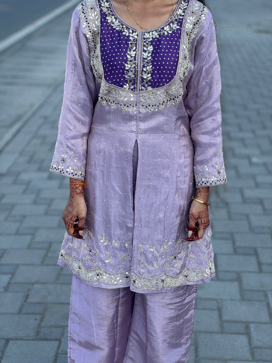 Beautiful Jari &  Mirror Work With  Front Cut Premium Wedding  Wear Cord-Set.