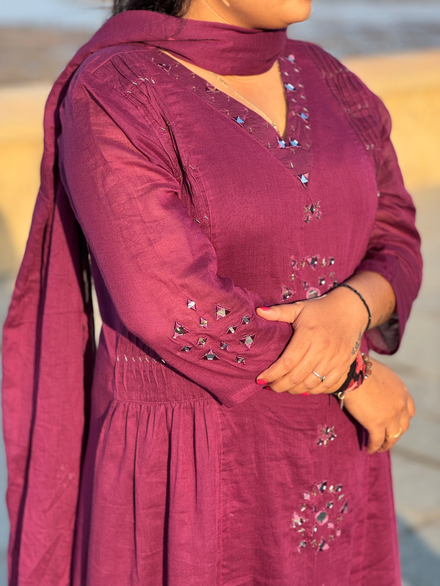 Premium Mirror Work Semi Party Wear Suit.