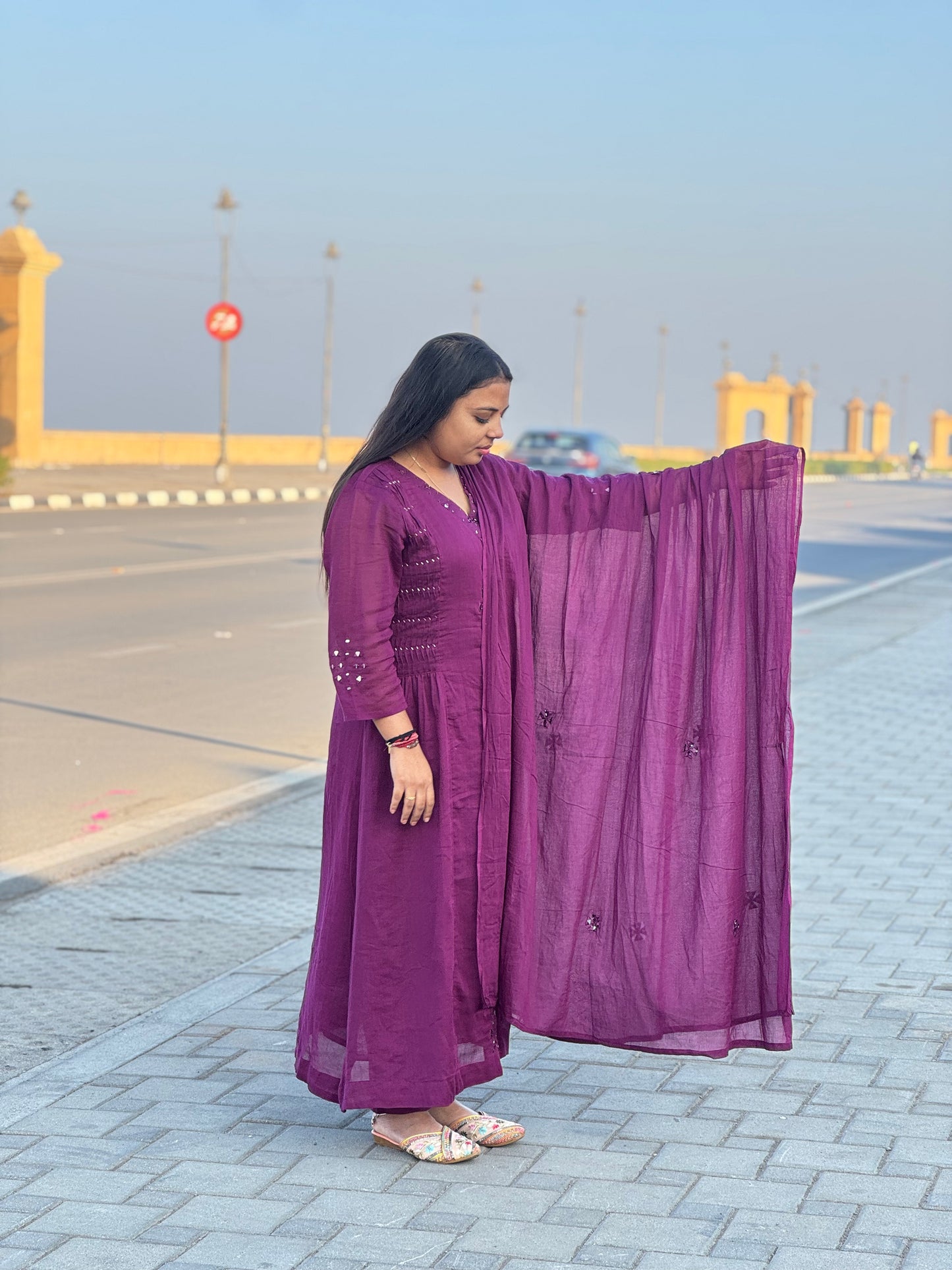 Premium Mirror Work Semi Party Wear Suit.