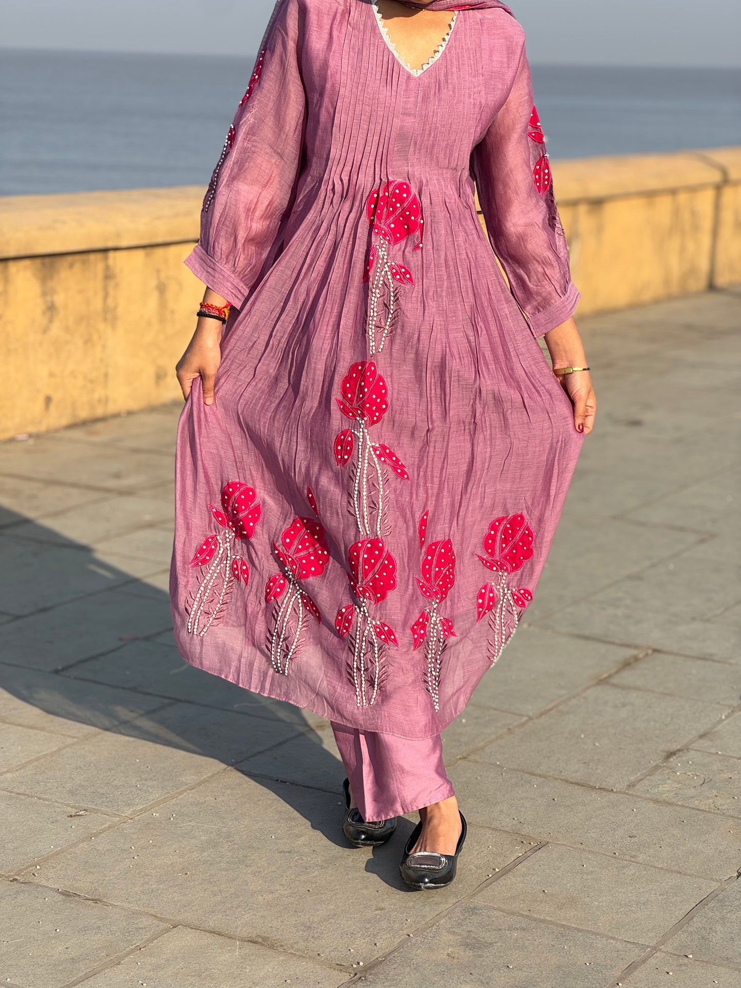 Latest HandWork With Applic Work  Premium  Mulchanderi Anarkali Party Wear Suit.