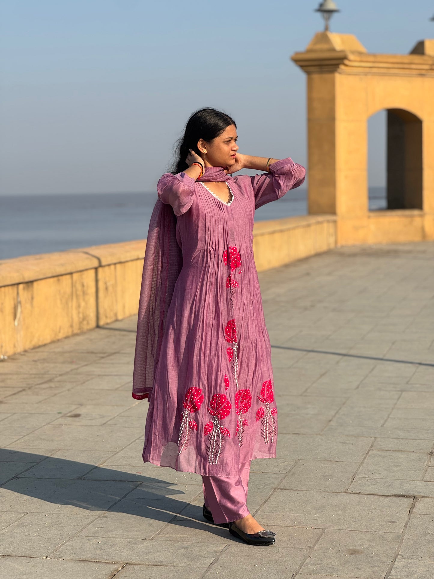 Latest HandWork With Applic Work  Premium  Mulchanderi Anarkali Party Wear Suit.