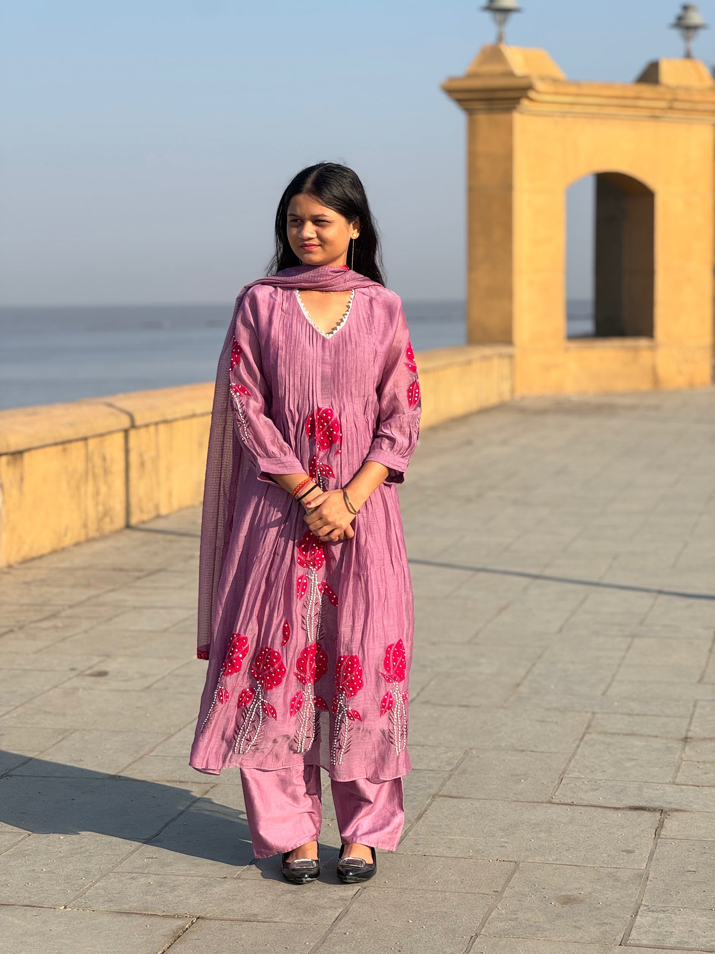 Latest HandWork With Applic Work  Premium  Mulchanderi Anarkali Party Wear Suit.