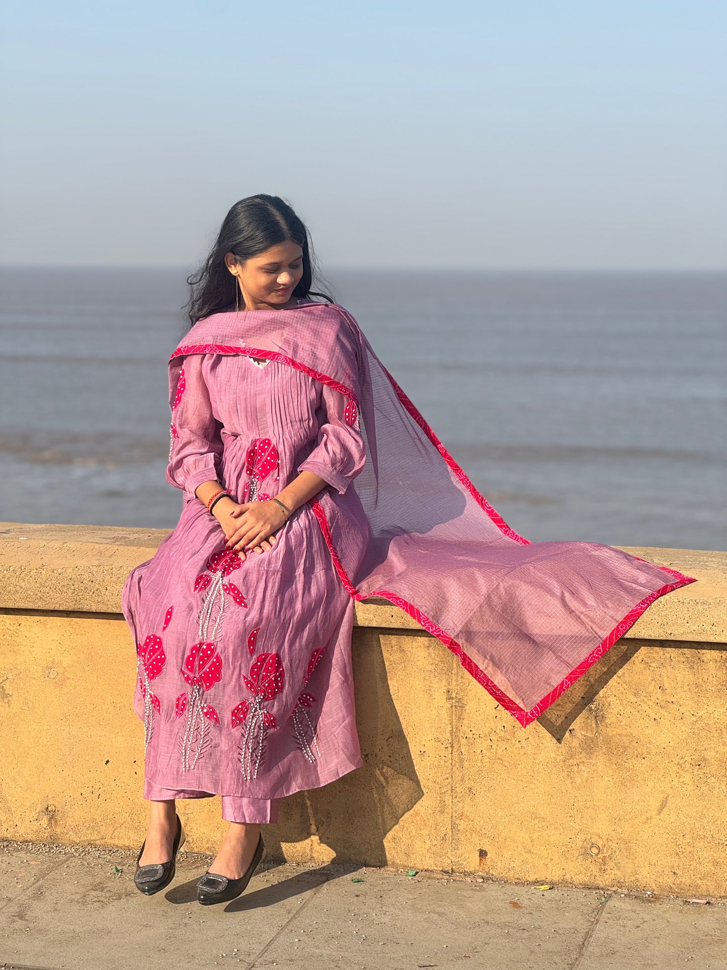 Latest HandWork With Applic Work  Premium  Mulchanderi Anarkali Party Wear Suit.