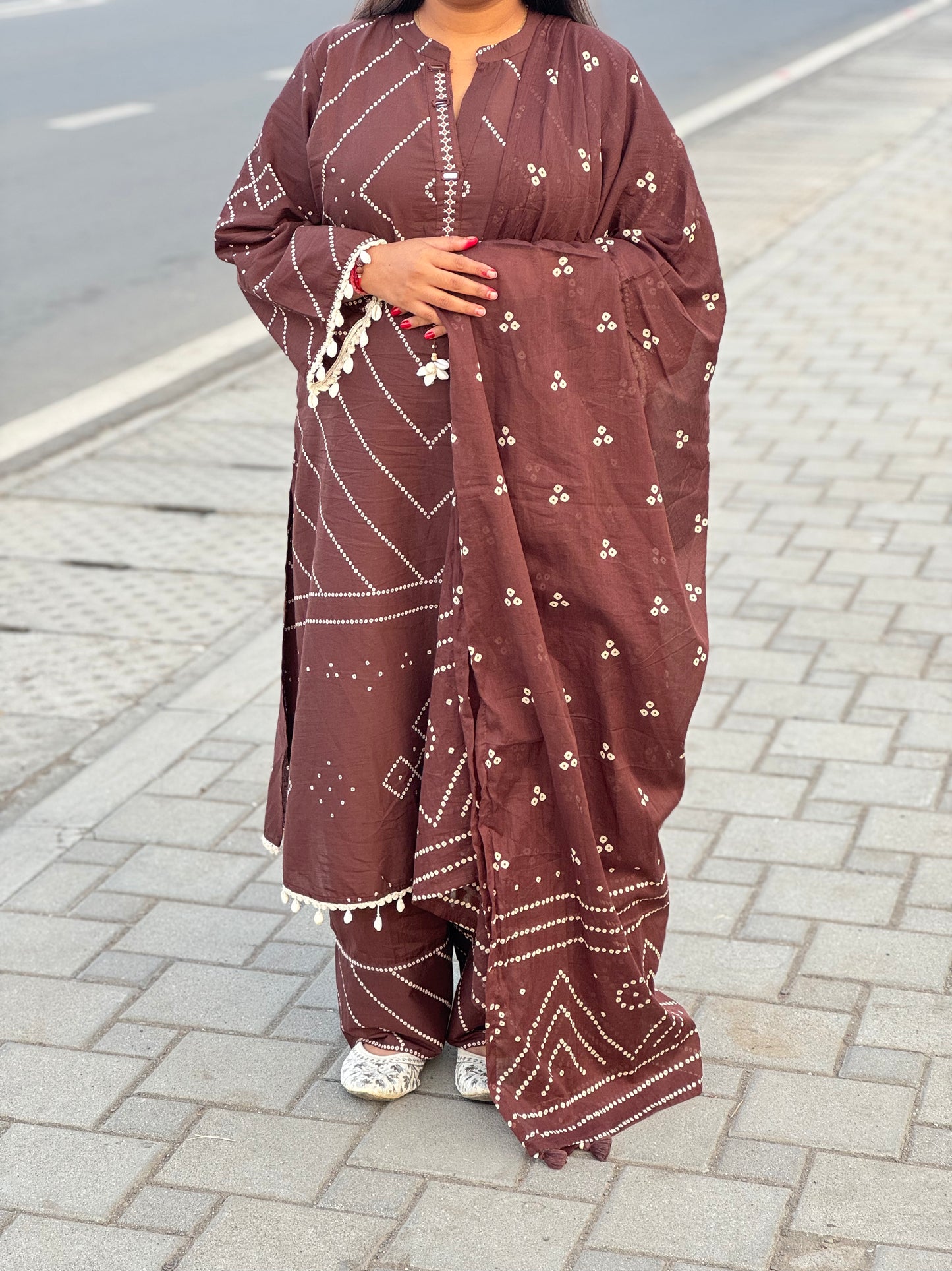 Beautiful Kodi With Bandhni Work  Premium Party Wear Aline Suit.