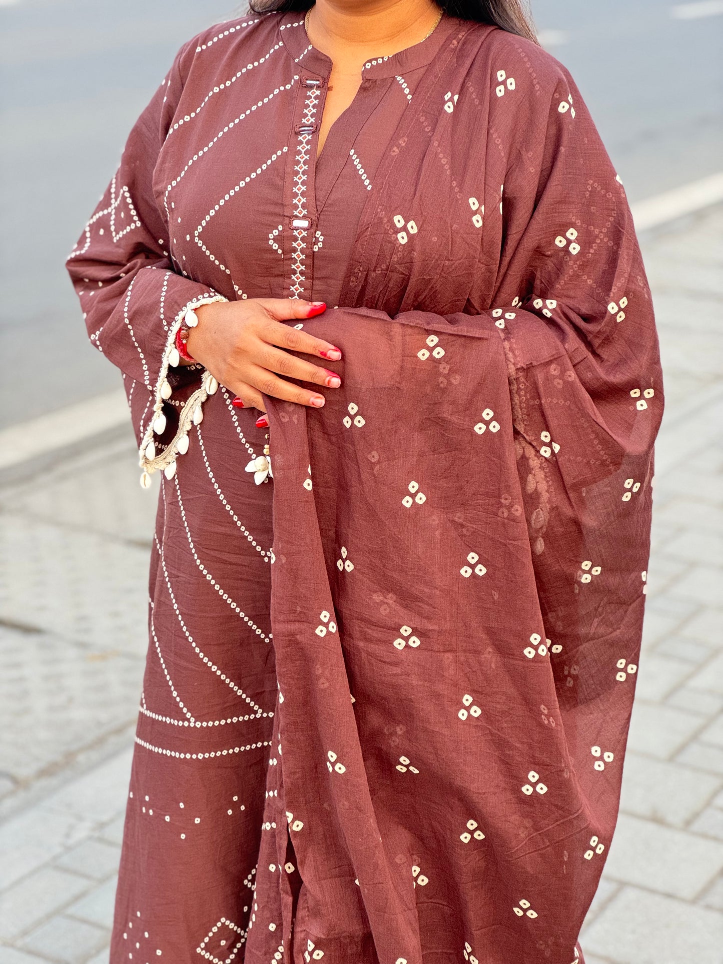 Beautiful Kodi With Bandhni Work  Premium Party Wear Aline Suit.