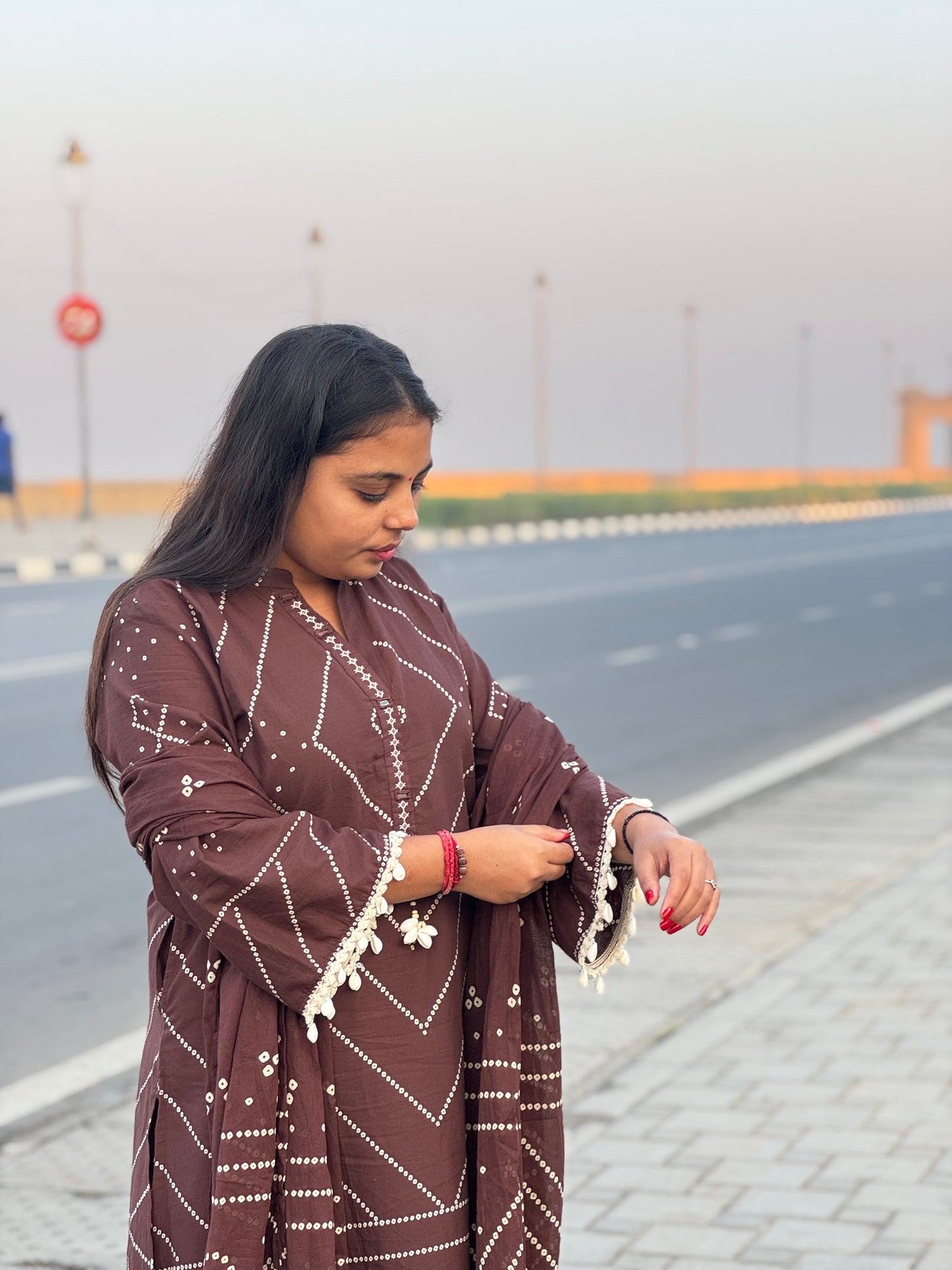 Beautiful Kodi With Bandhni Work  Premium Party Wear Aline Suit.