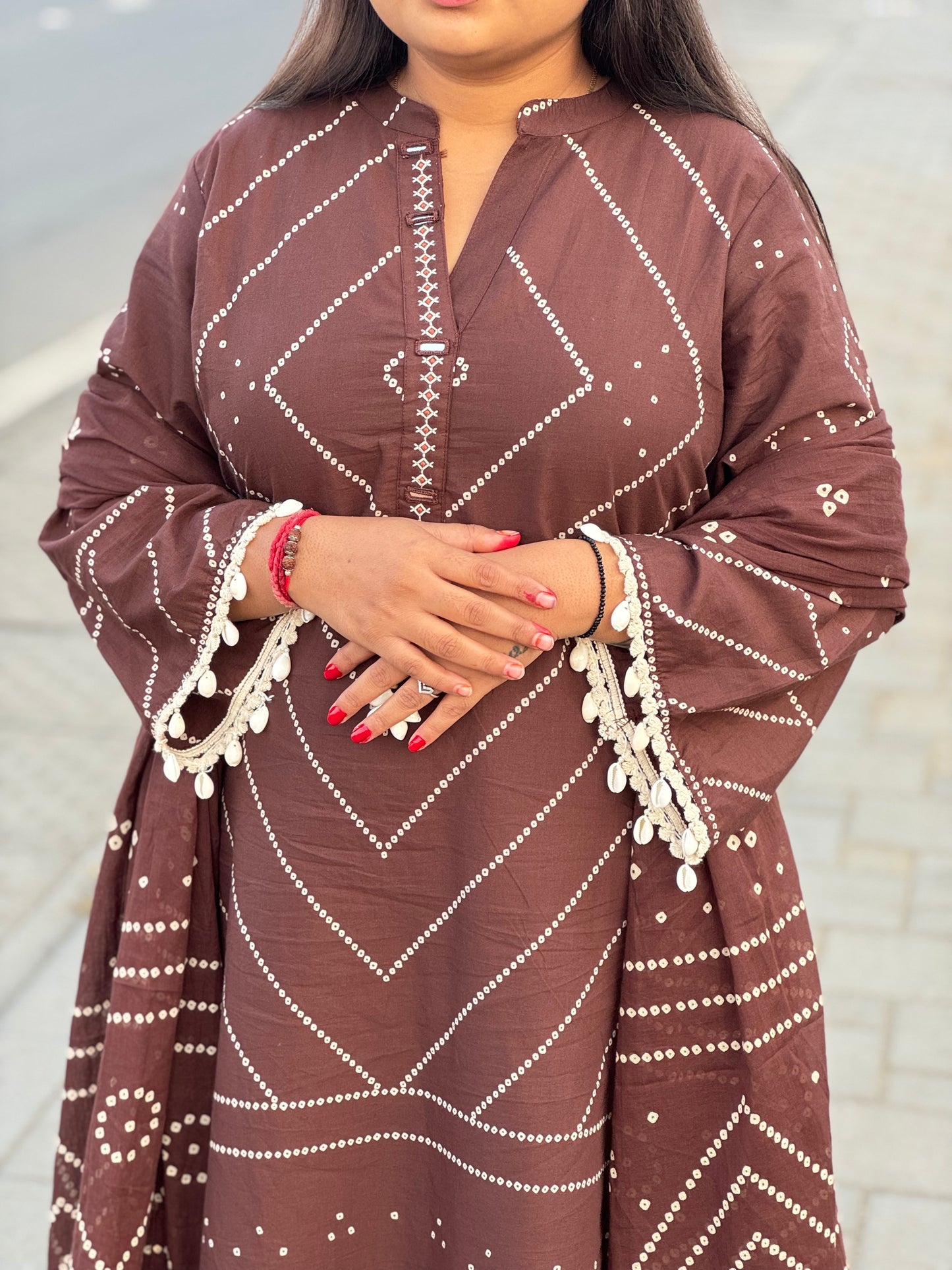 Beautiful Kodi With Bandhni Work  Premium Party Wear Aline Suit.