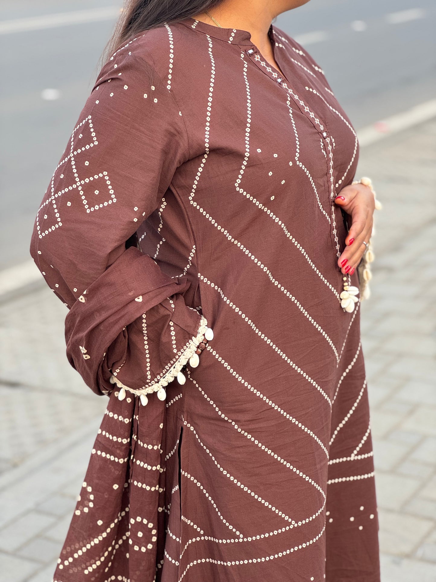 Beautiful Kodi With Bandhni Work  Premium Party Wear Aline Suit.