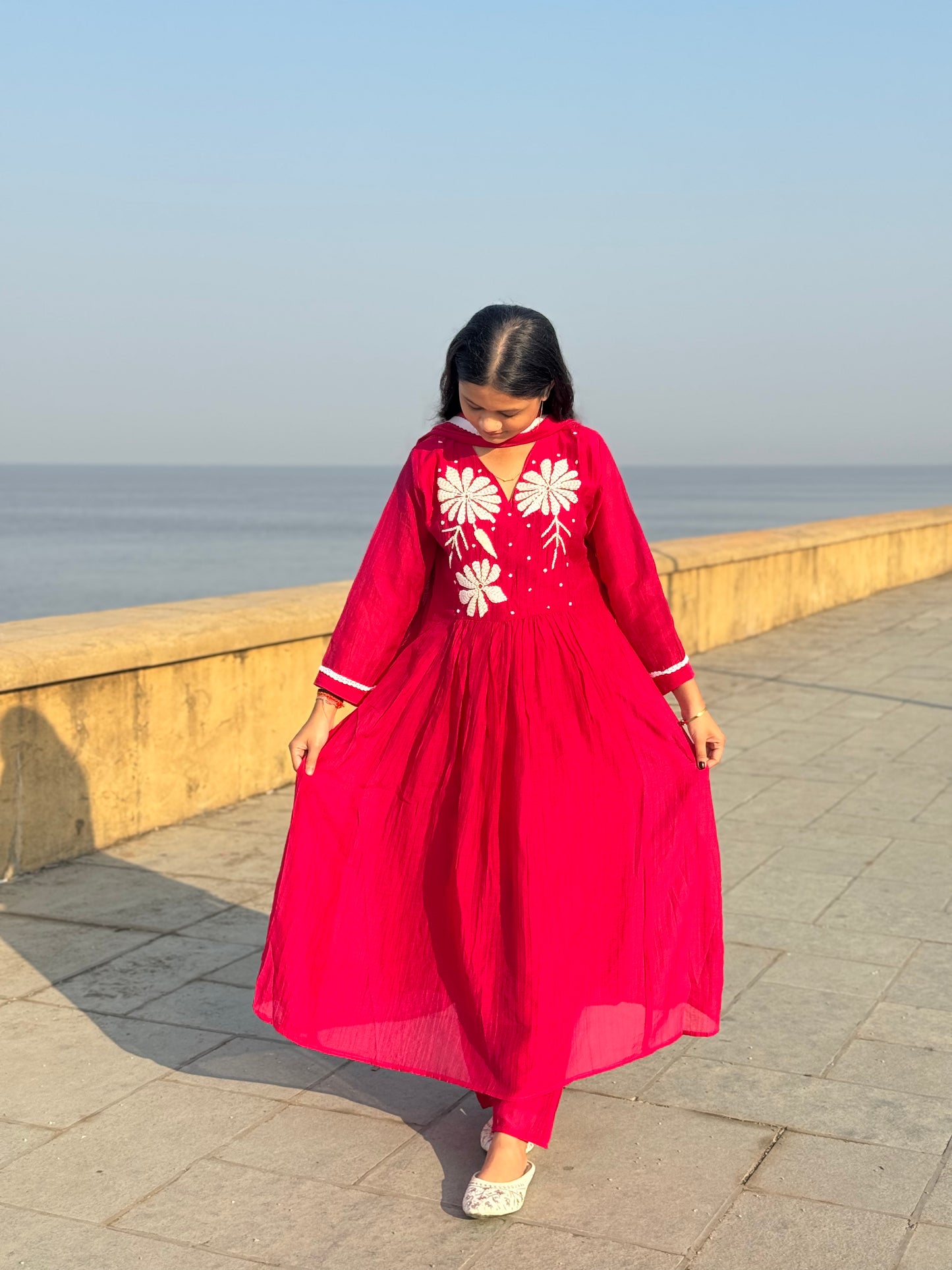 Latest Hand Work Premium Mulchanderi Anarkali Party Wear Suit with Borderline Dupptaa.