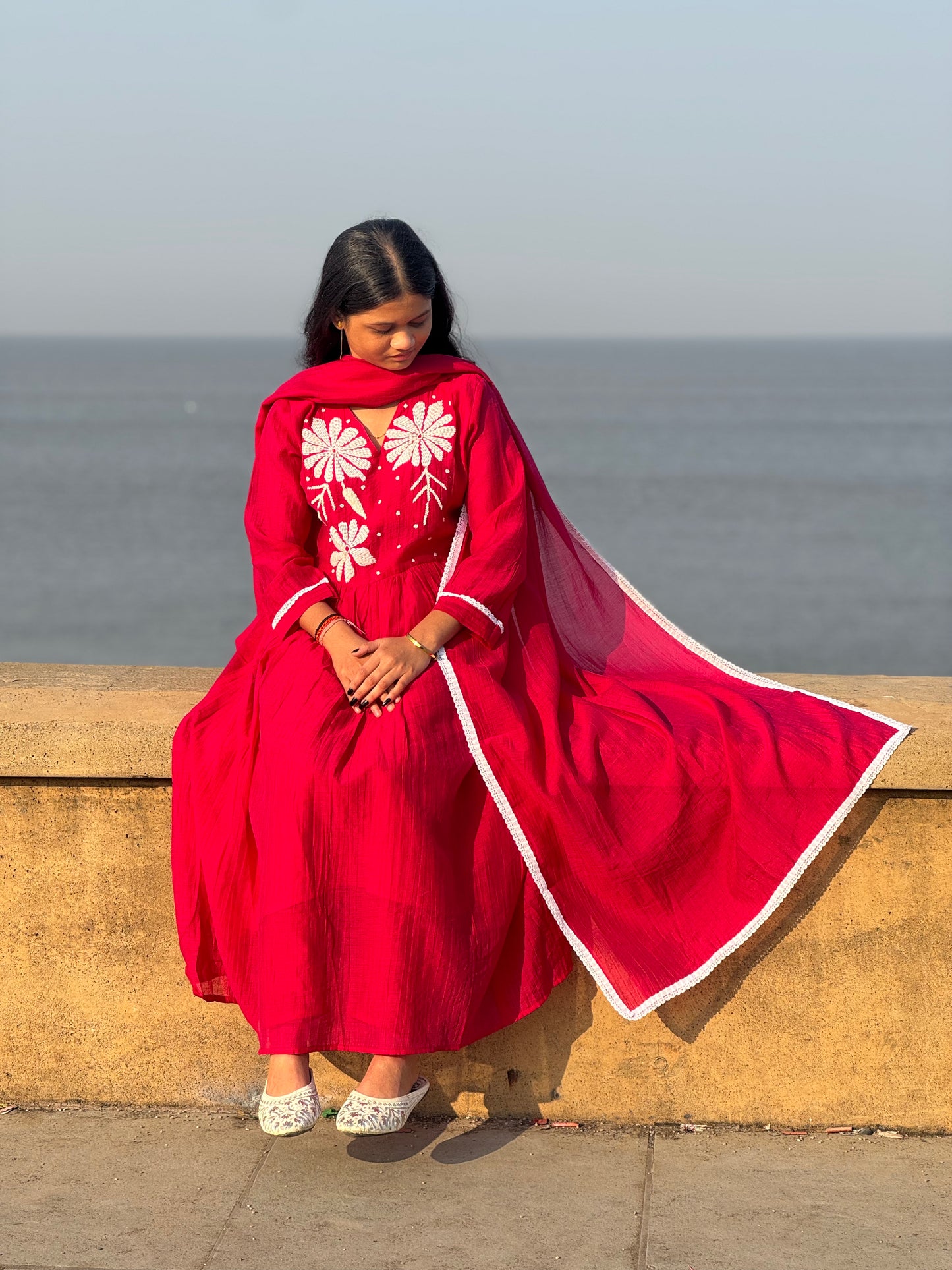 Latest Hand Work Premium Mulchanderi Anarkali Party Wear Suit with Borderline Dupptaa.