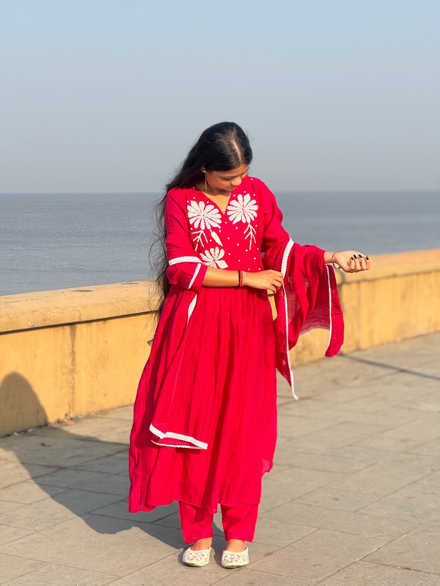Latest Hand Work Premium Mulchanderi Anarkali Party Wear Suit with Borderline Dupptaa.