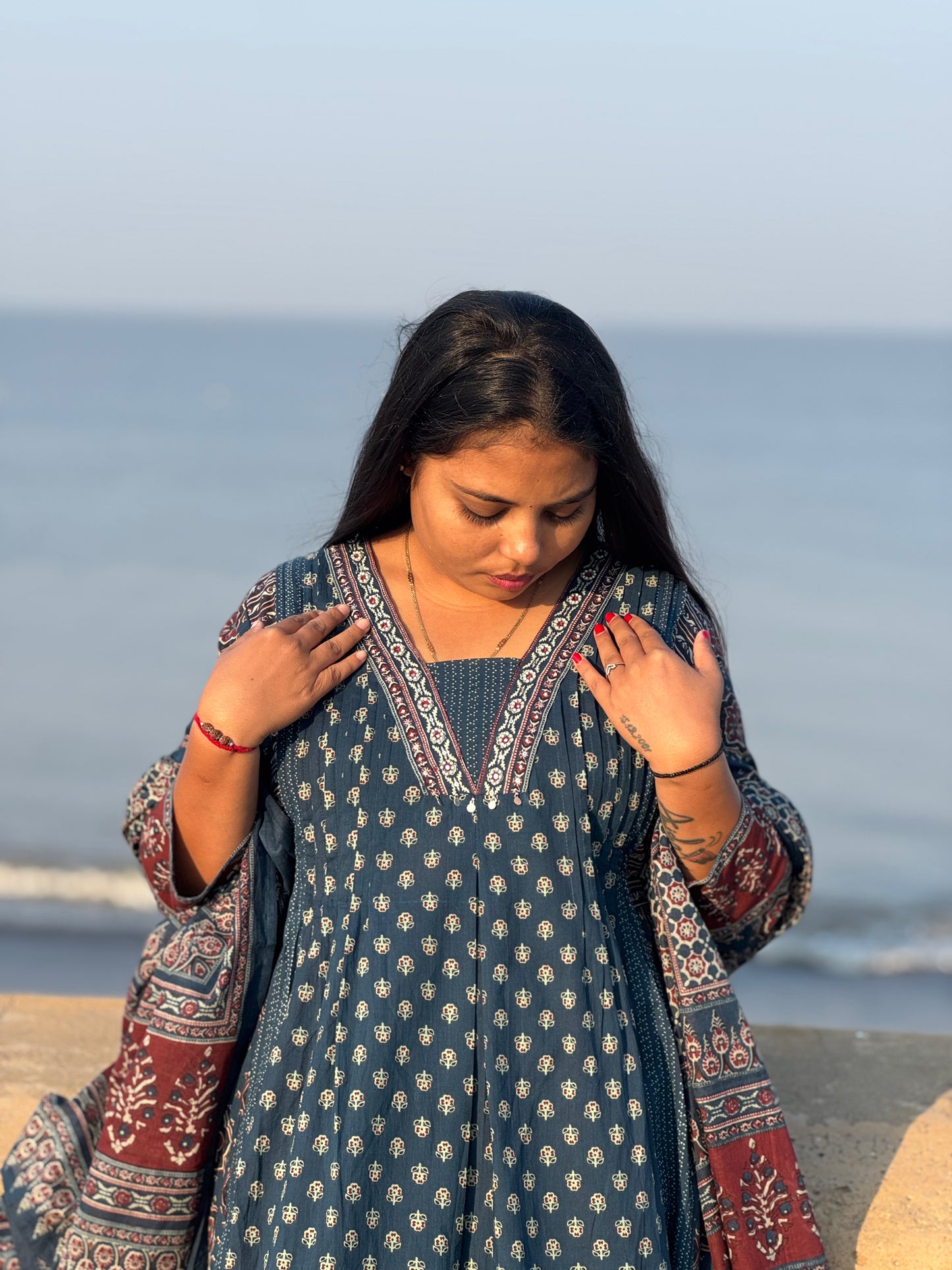 Ajrakh Print Anarkali Premium Cotton Suit