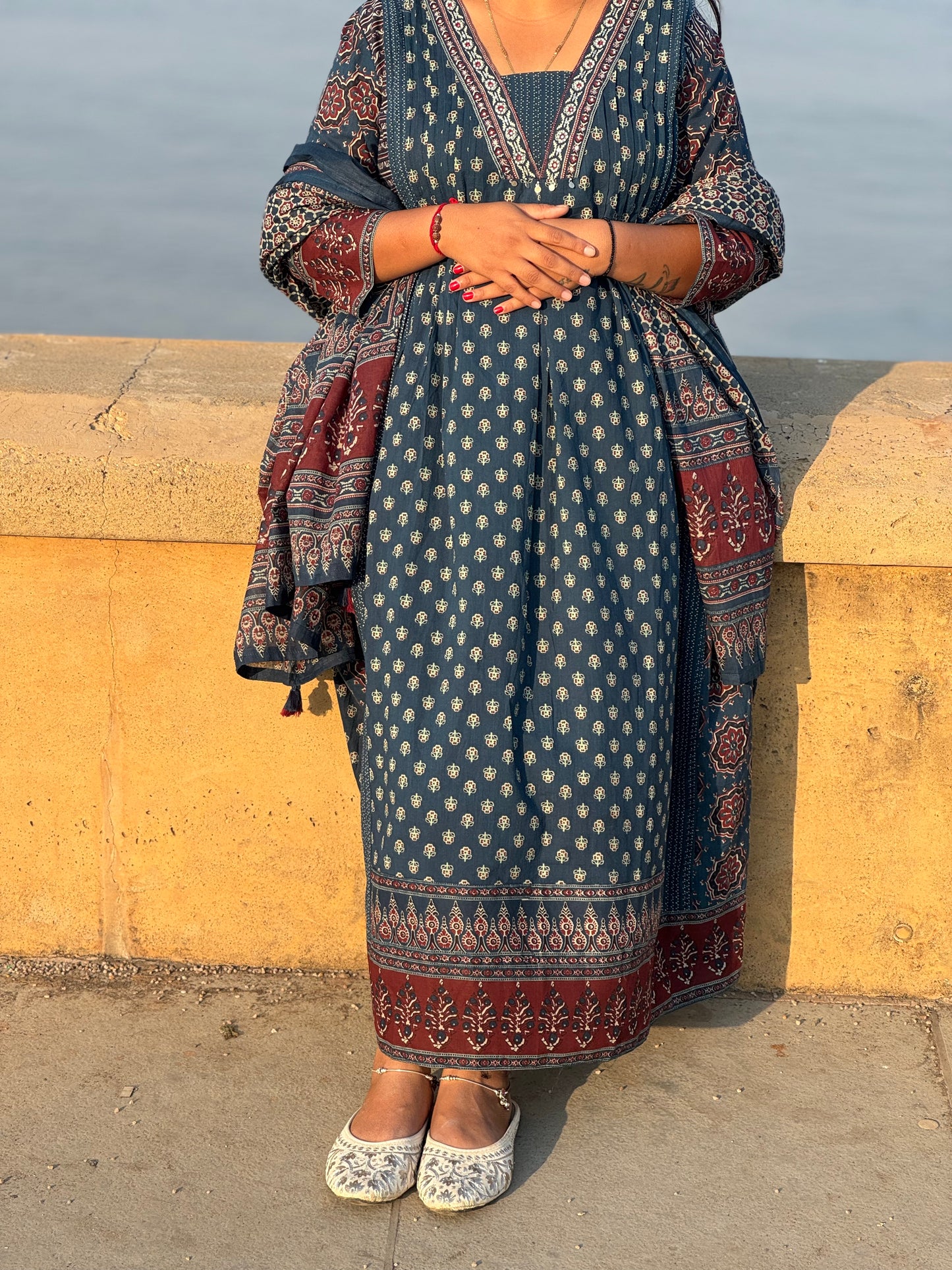 Ajrakh Print Anarkali Premium Cotton Suit