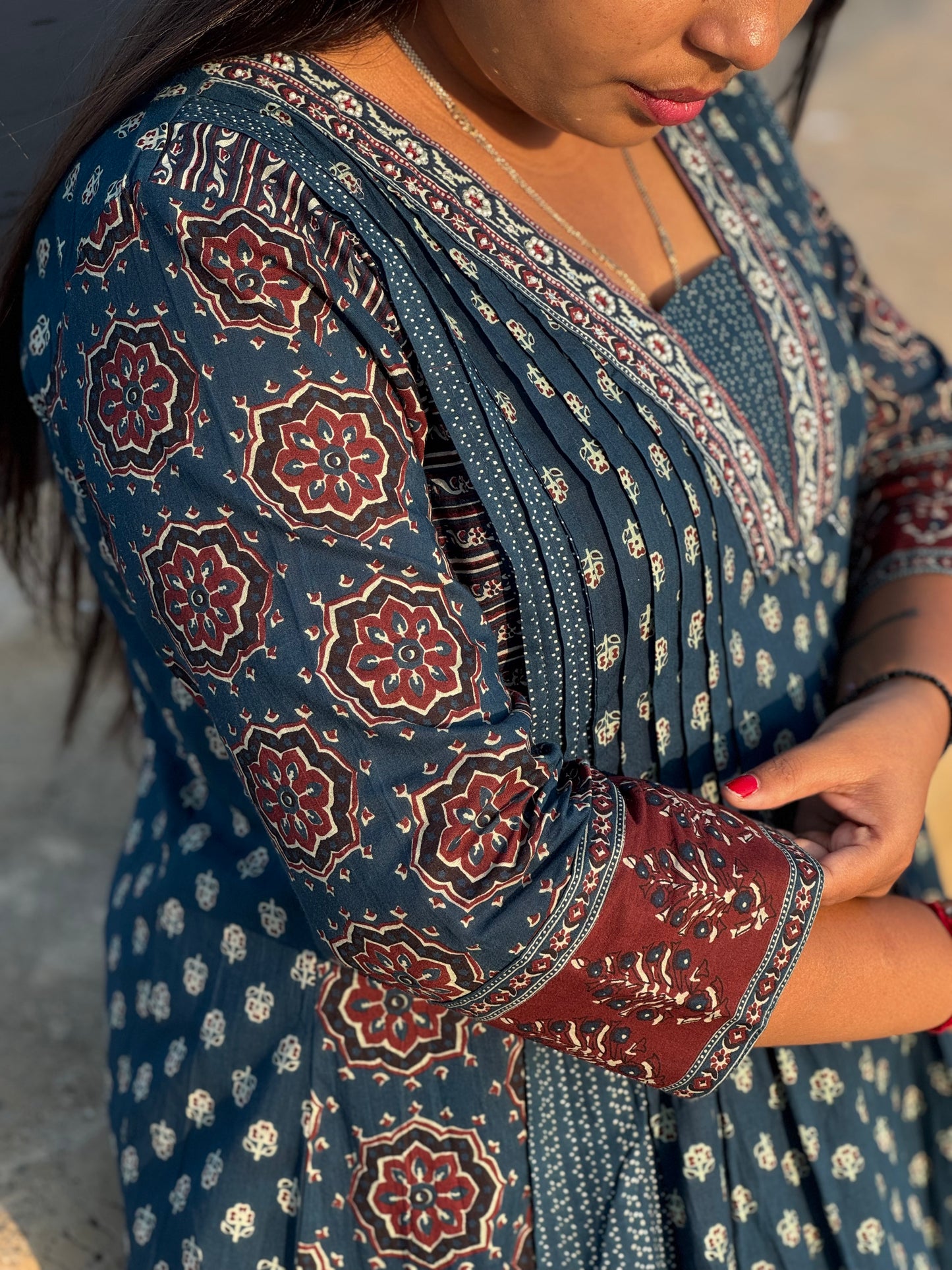 Ajrakh Print Anarkali Premium Cotton Suit