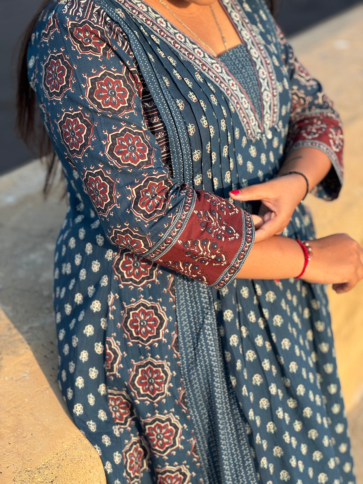 Ajrakh Print Anarkali Premium Cotton Suit