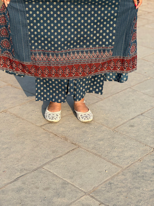 Ajrakh Print Anarkali Premium Cotton Suit