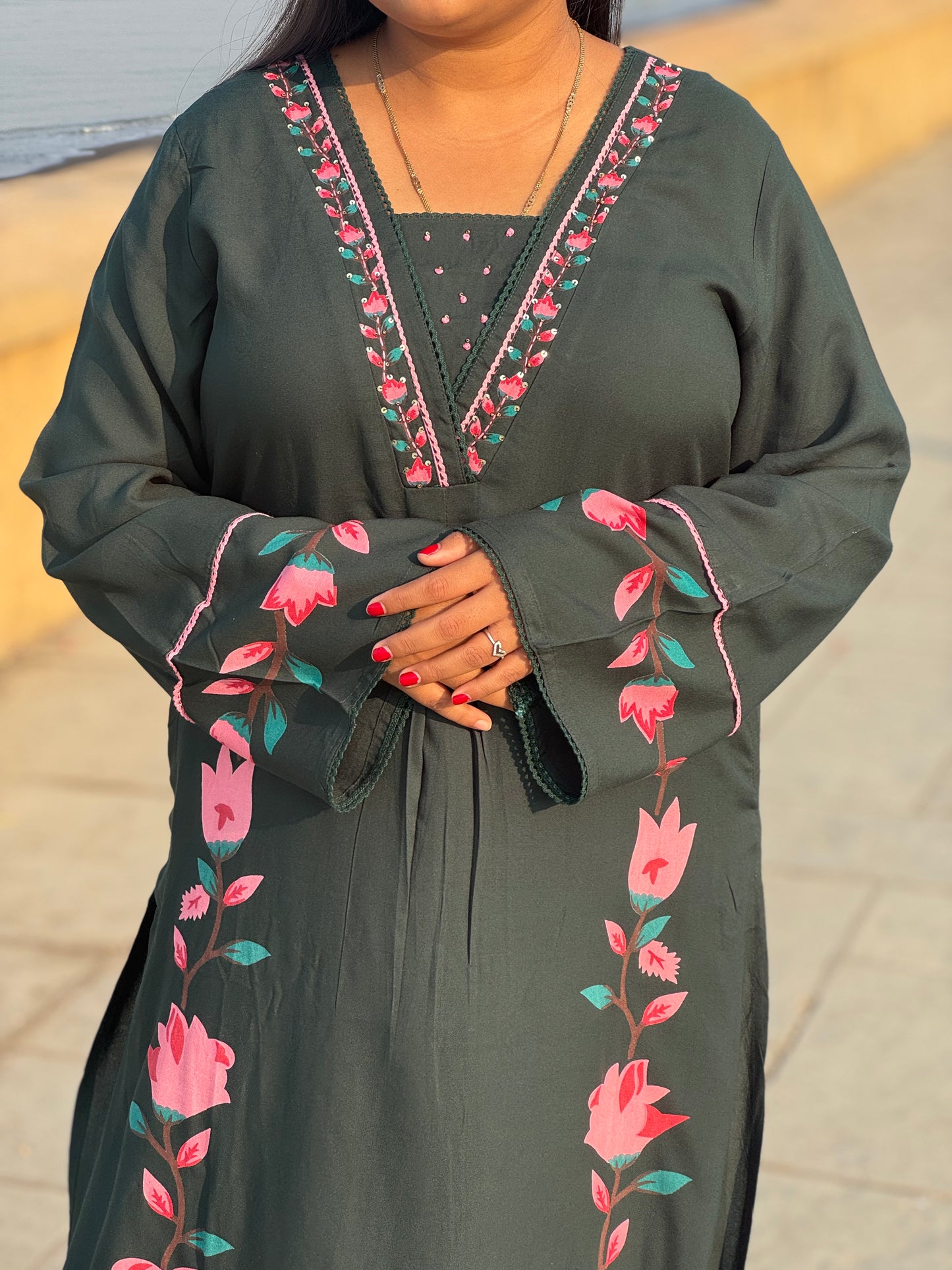Office Wear Cord Set With Flower Embroidery Work
