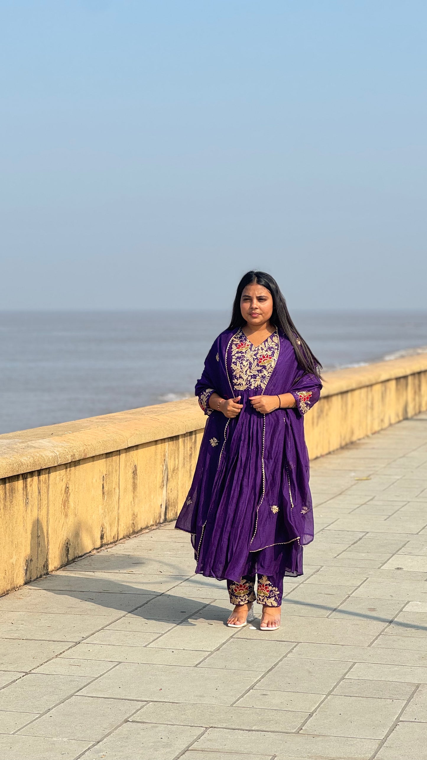 Lotus Jari  Work Designer Premium  Mulchanderi Anarkali Party Wear Suit.