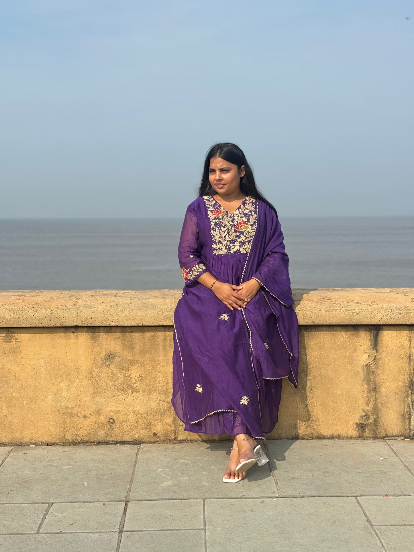 Lotus Jari  Work Designer Premium  Mulchanderi Anarkali Party Wear Suit.