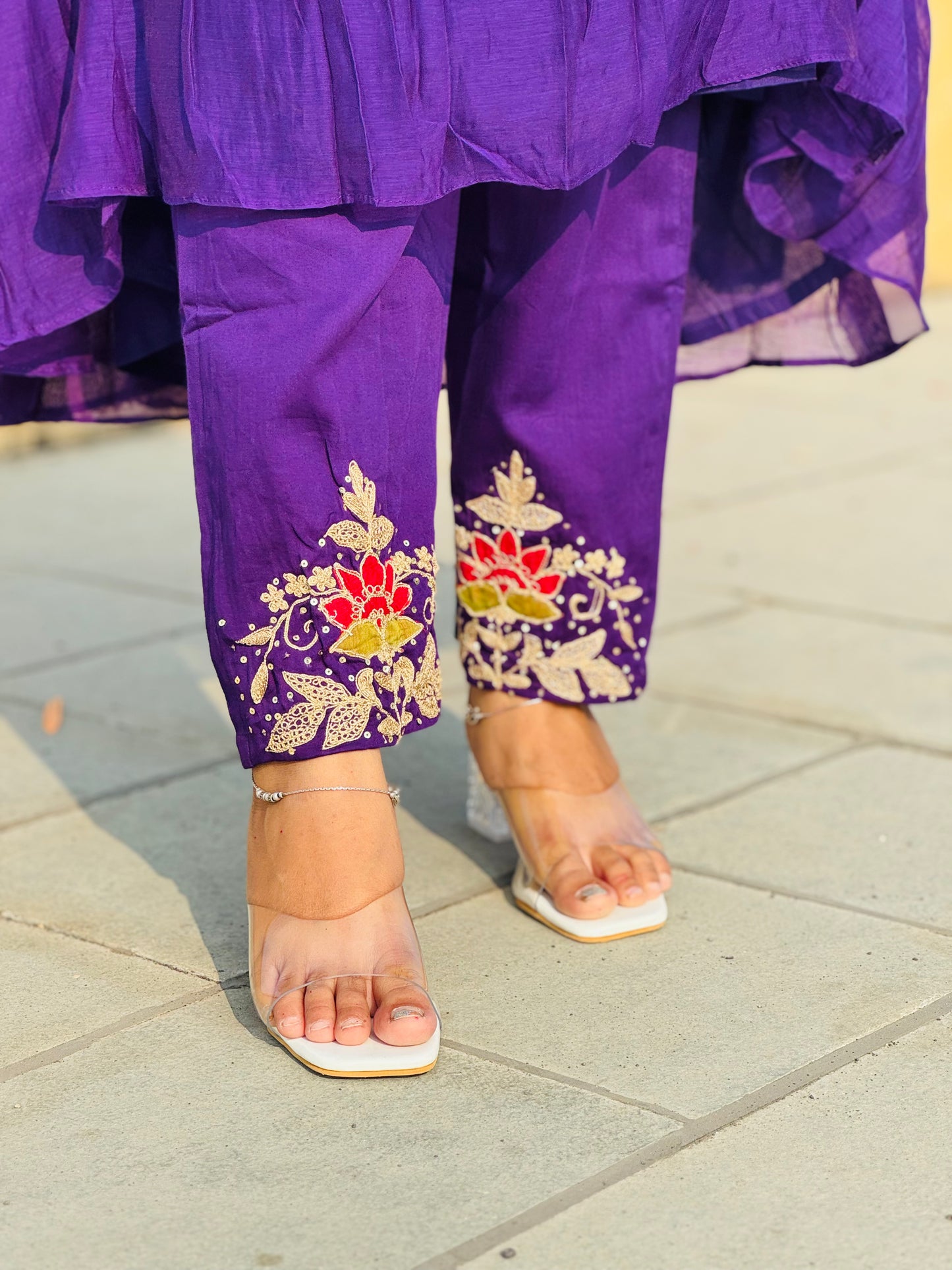 Lotus Jari  Work Designer Premium  Mulchanderi Anarkali Party Wear Suit.