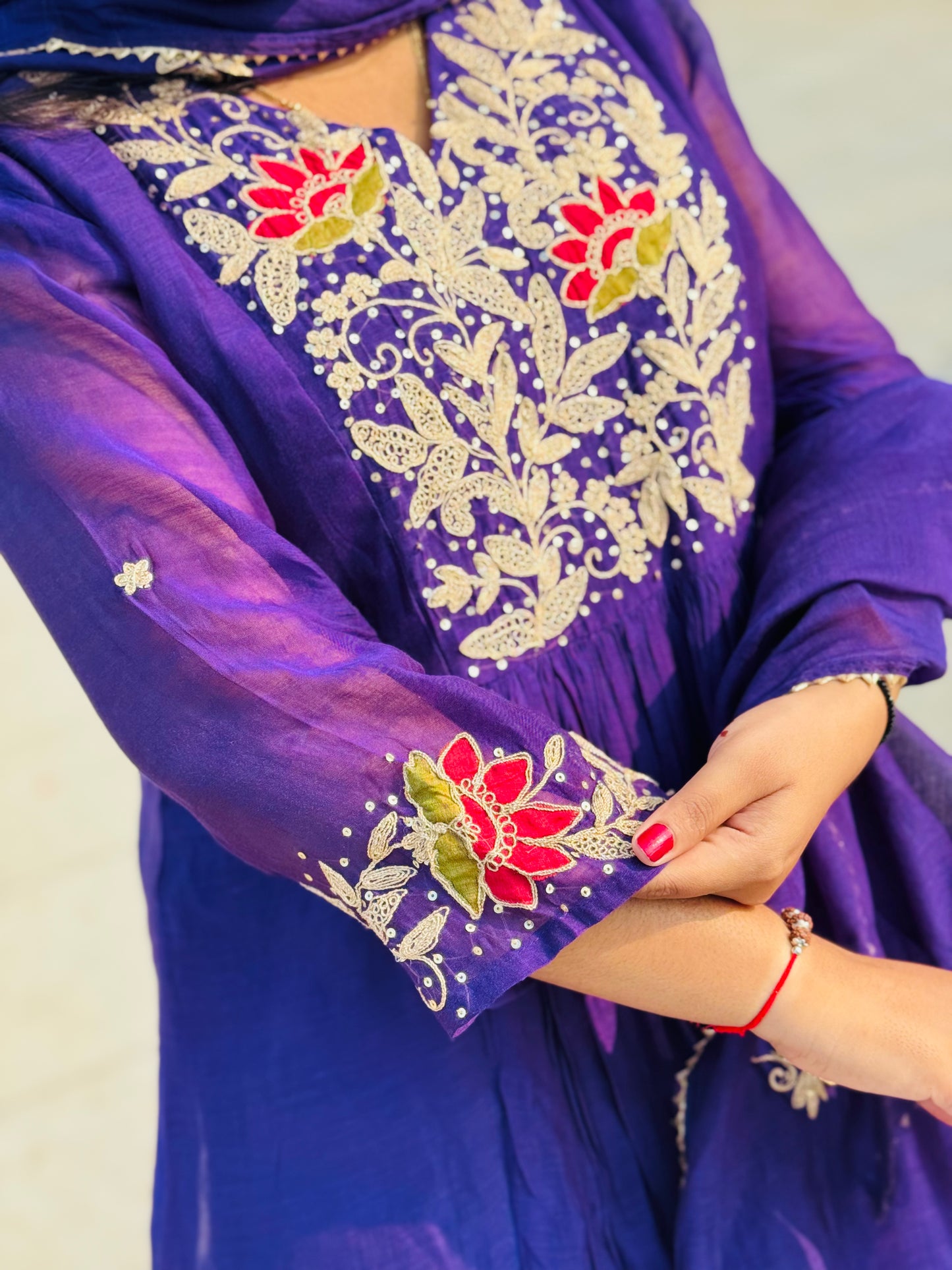 Lotus Jari  Work Designer Premium  Mulchanderi Anarkali Party Wear Suit.