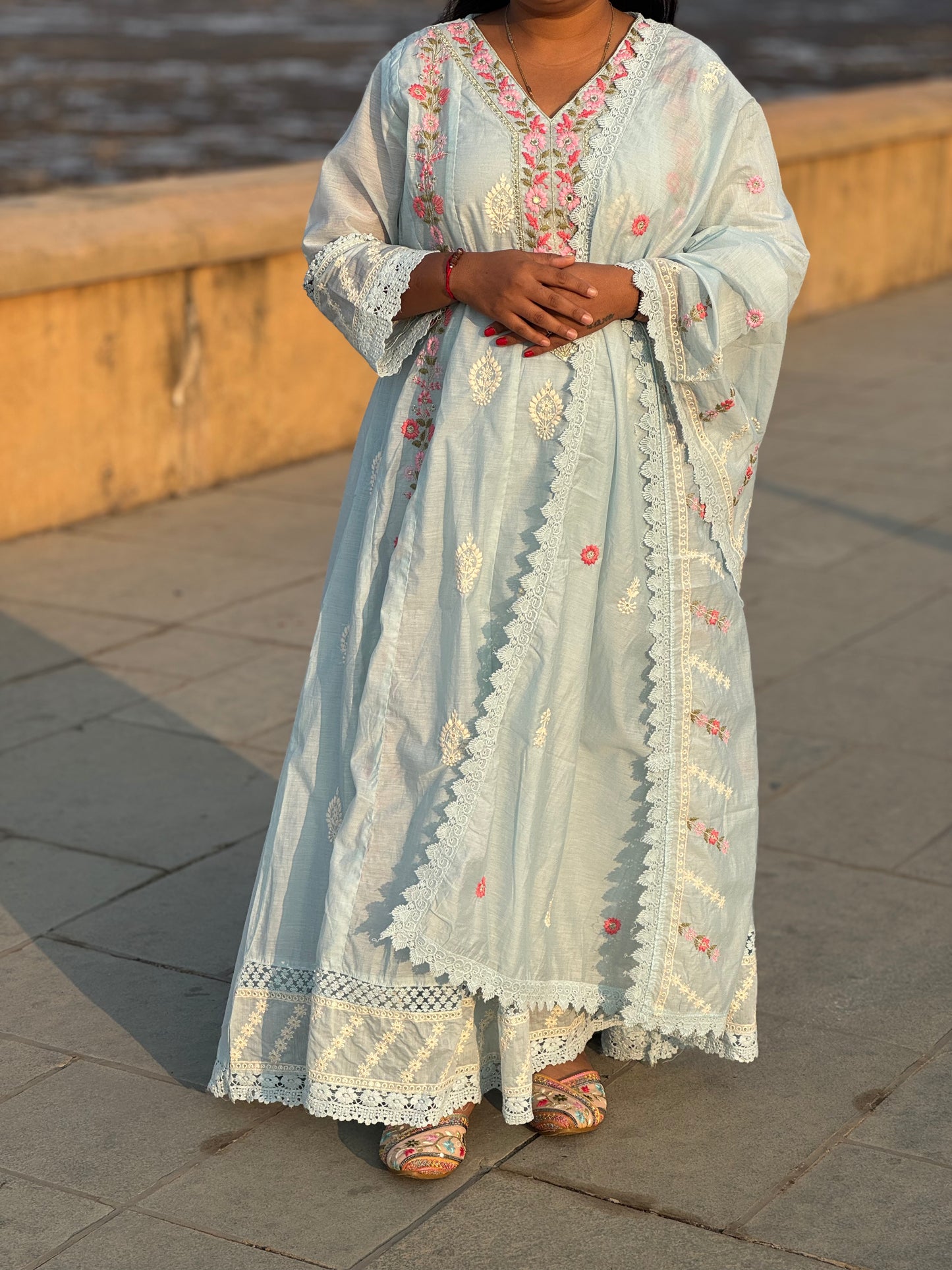 Pure Heavy Embroidery Anarkali Suit