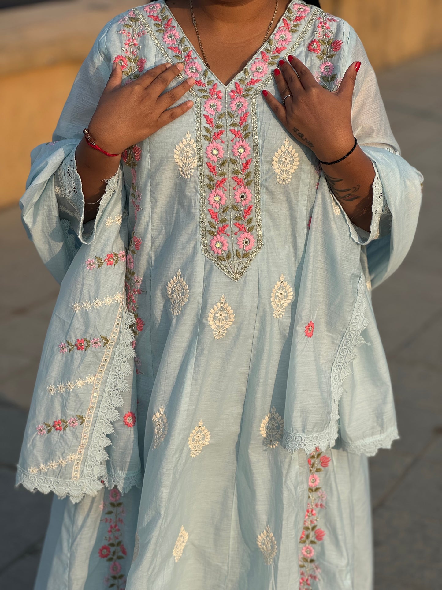 Pure Heavy Embroidery Anarkali Suit