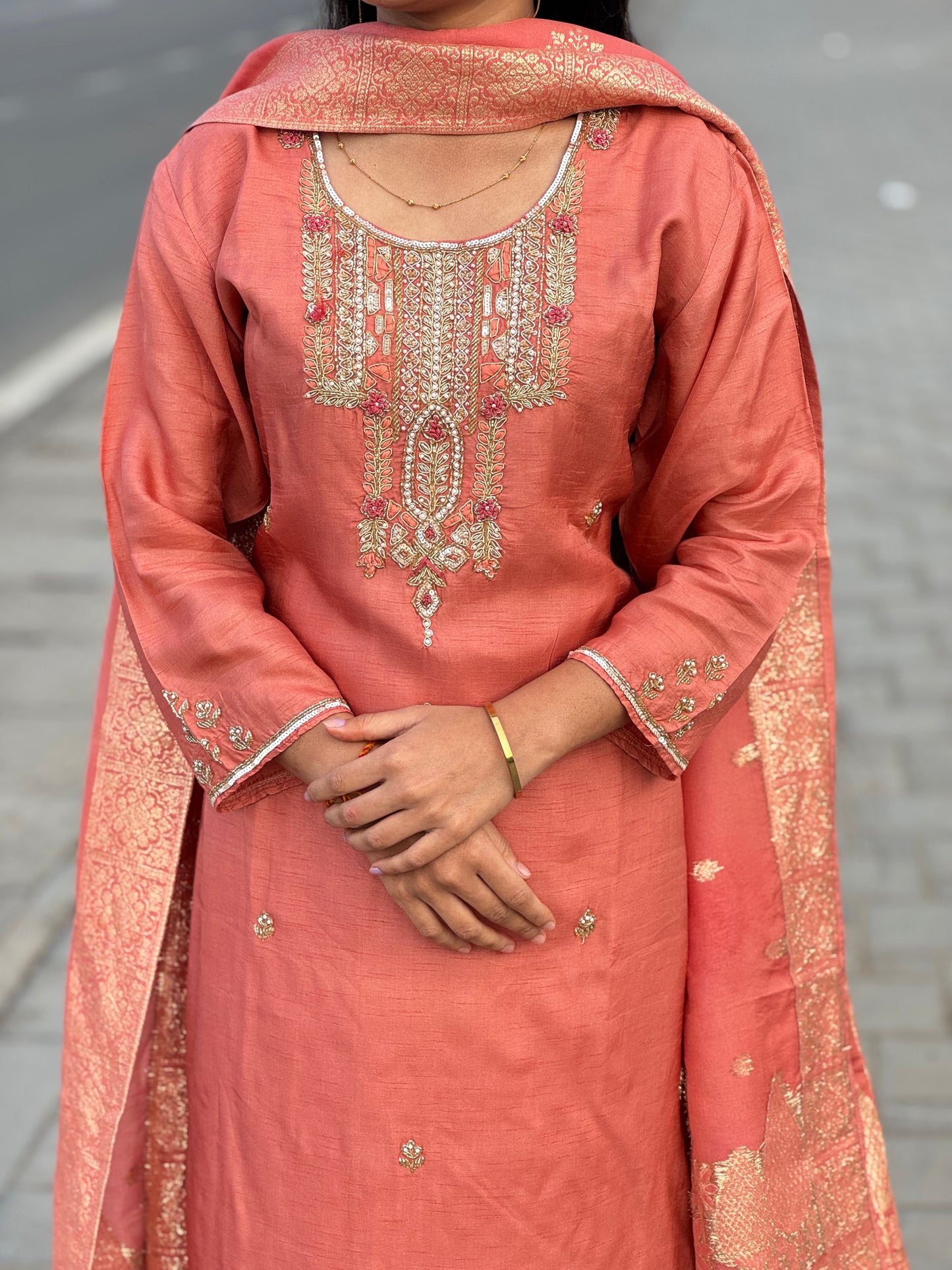 Beautiful Jari & Katdana Work With Premium Wedding Wear Suit.