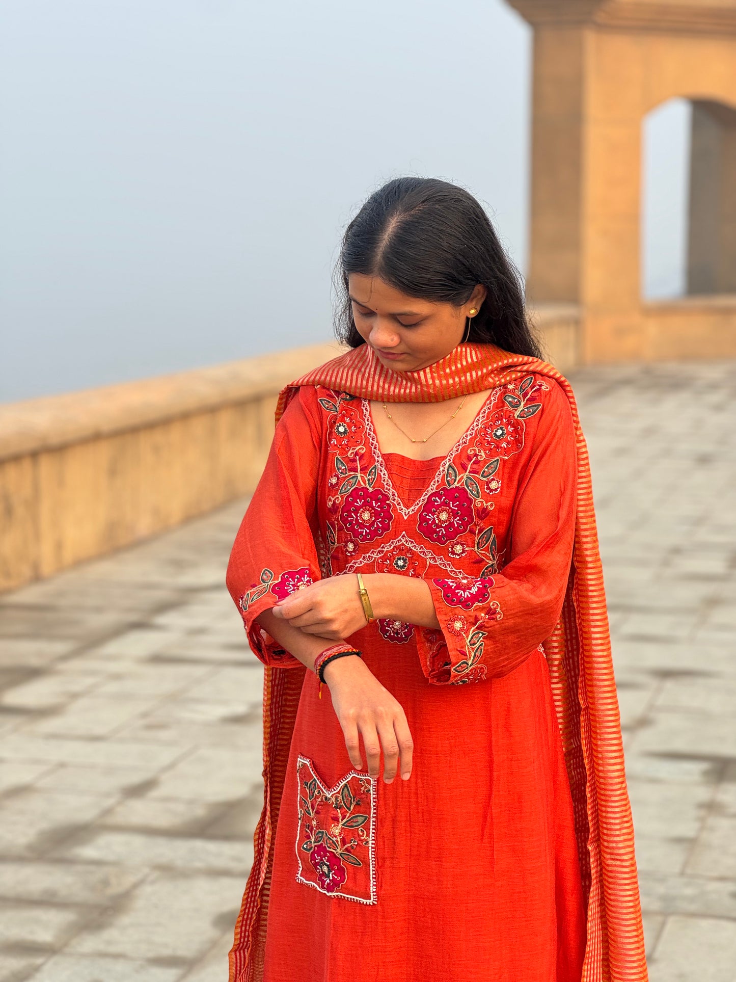 Latest Applic Work Designer Premium Mulchanderi Anarkali Party Wear Suit.