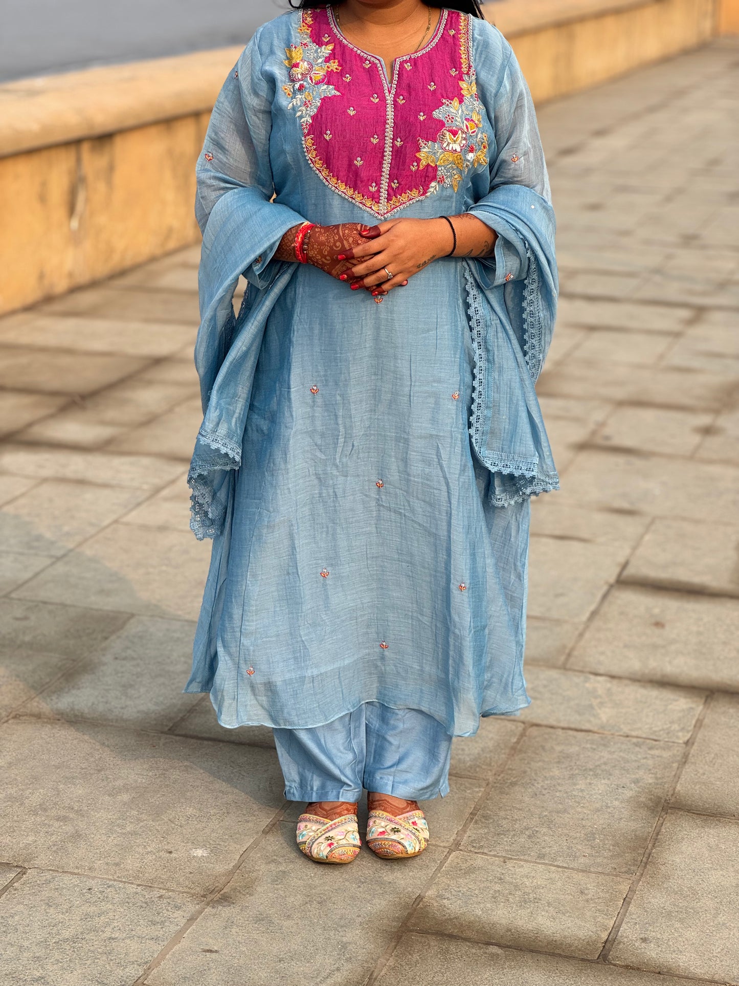 Latest Hand Work Premium Mulchanderi Anarkali Party Wear Suit.