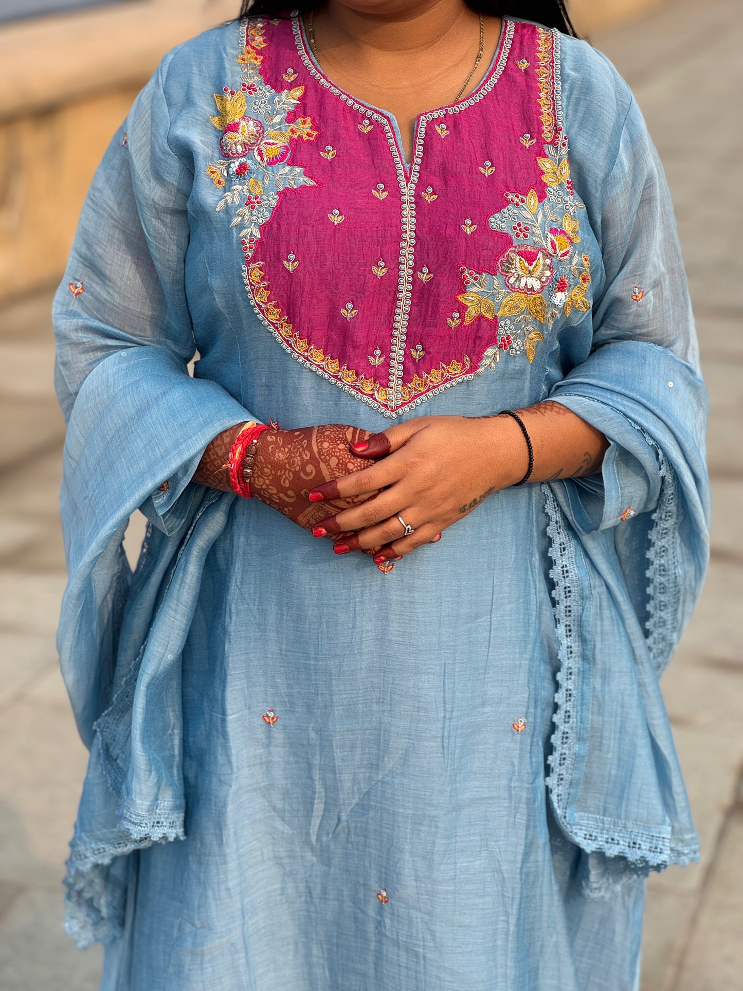 Latest Hand Work Premium Mulchanderi Anarkali Party Wear Suit.