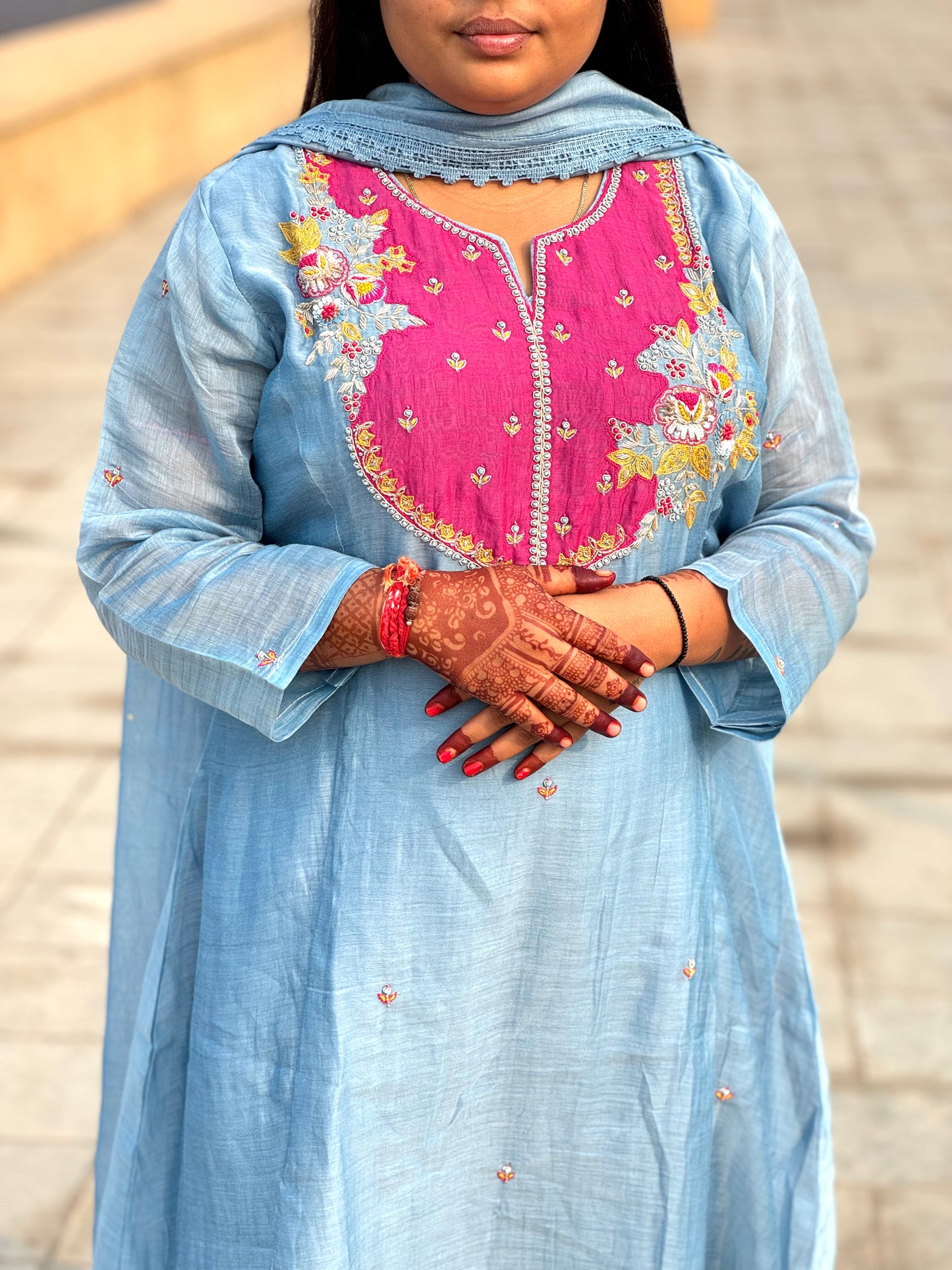 Latest Hand Work Premium Mulchanderi Anarkali Party Wear Suit.